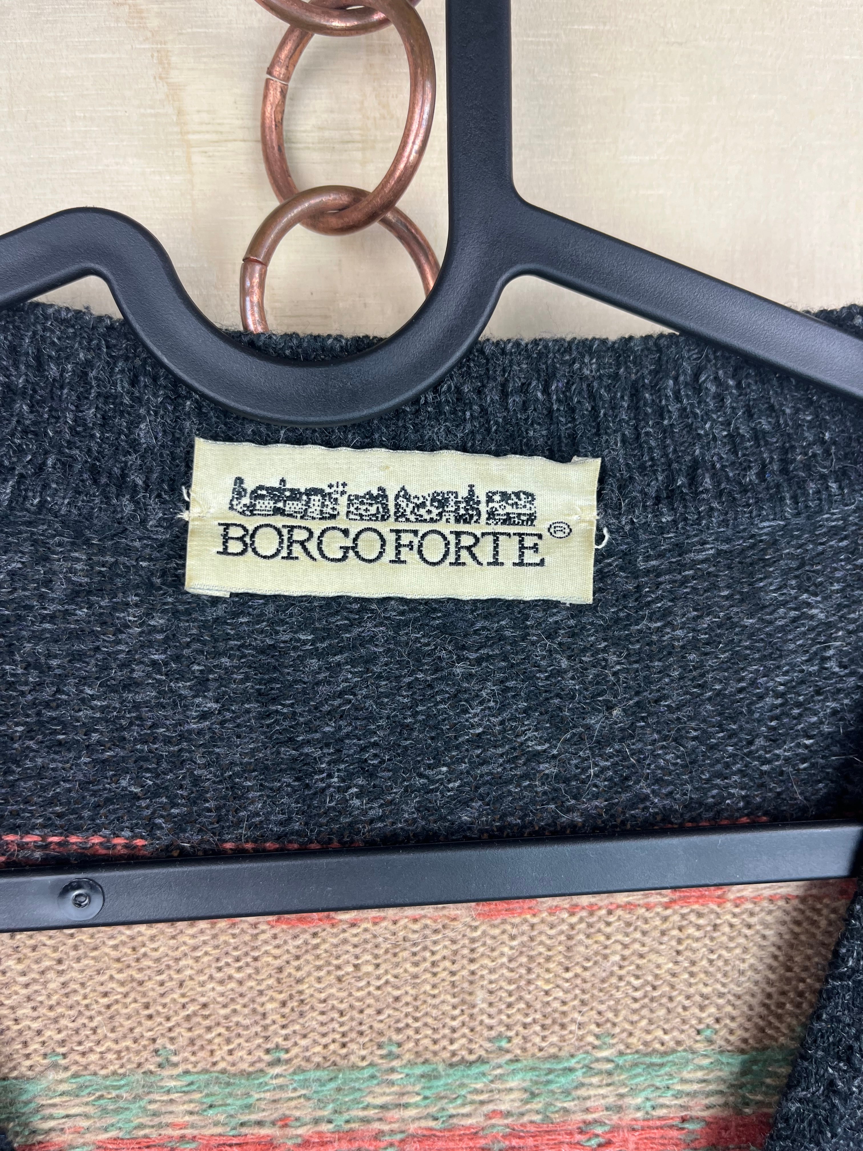 Vintage Patterned Wool Blend Cardigan – Nordic Style Oversized