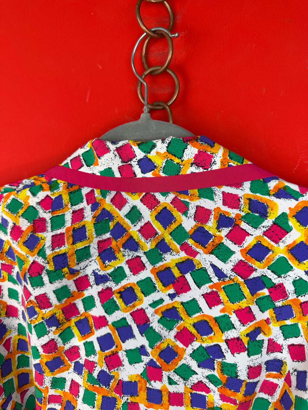 Vintage 80s Geometric Peplum Jacket & Skirt Set