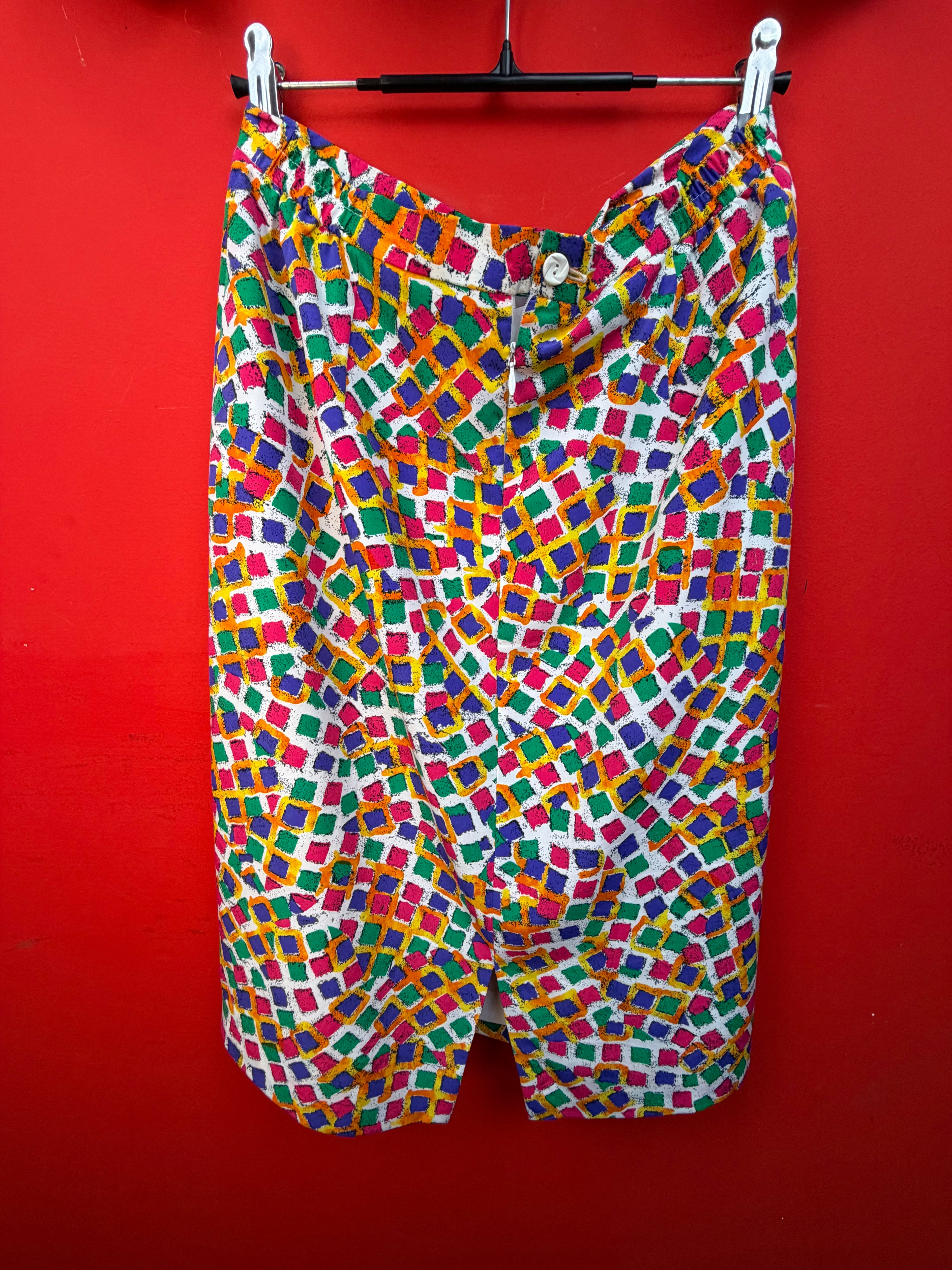 Vintage 80s Geometric Peplum Jacket & Skirt Set