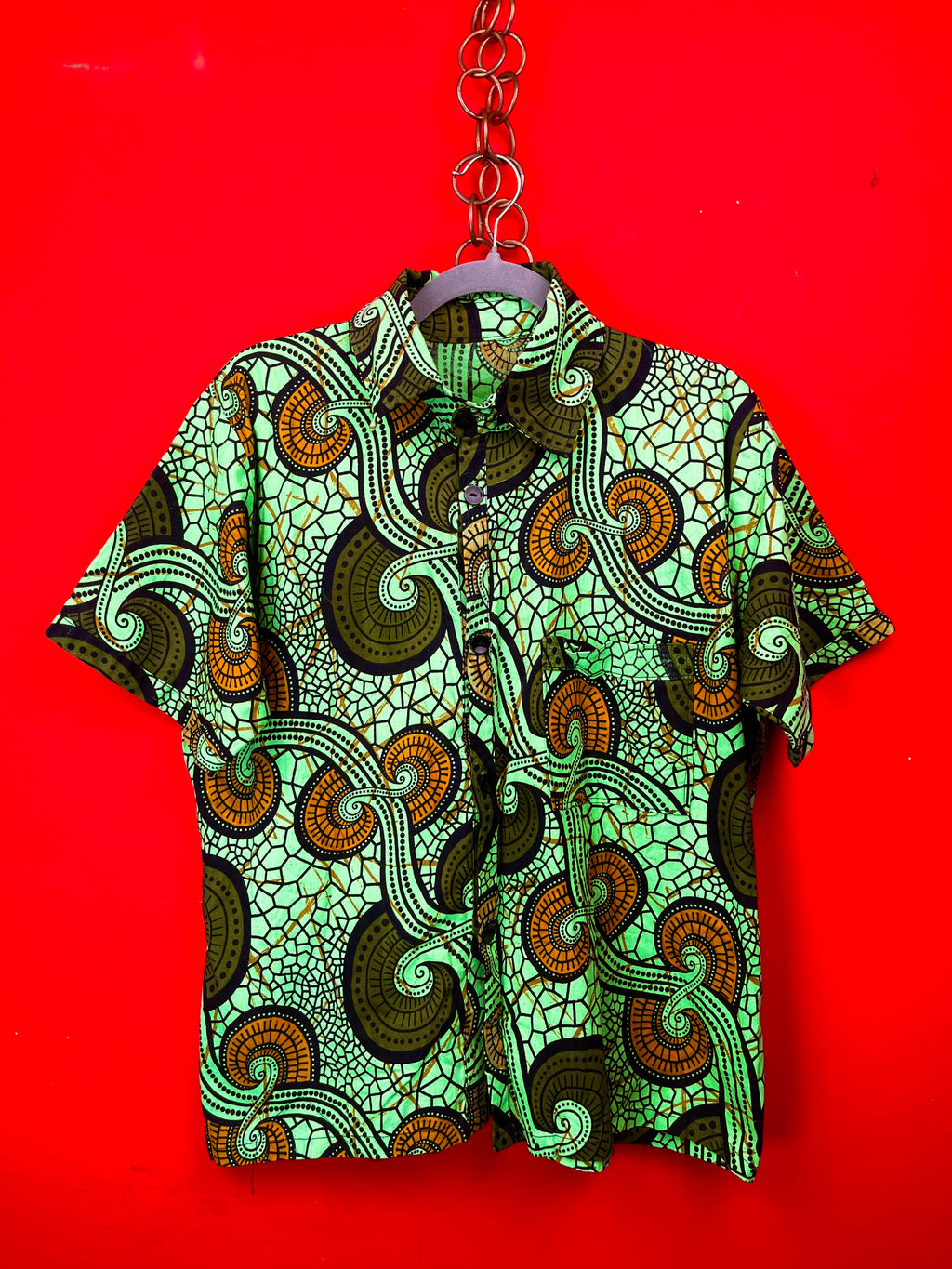 Camicia Vintage in Tessuto Africano Originale Wax Print
