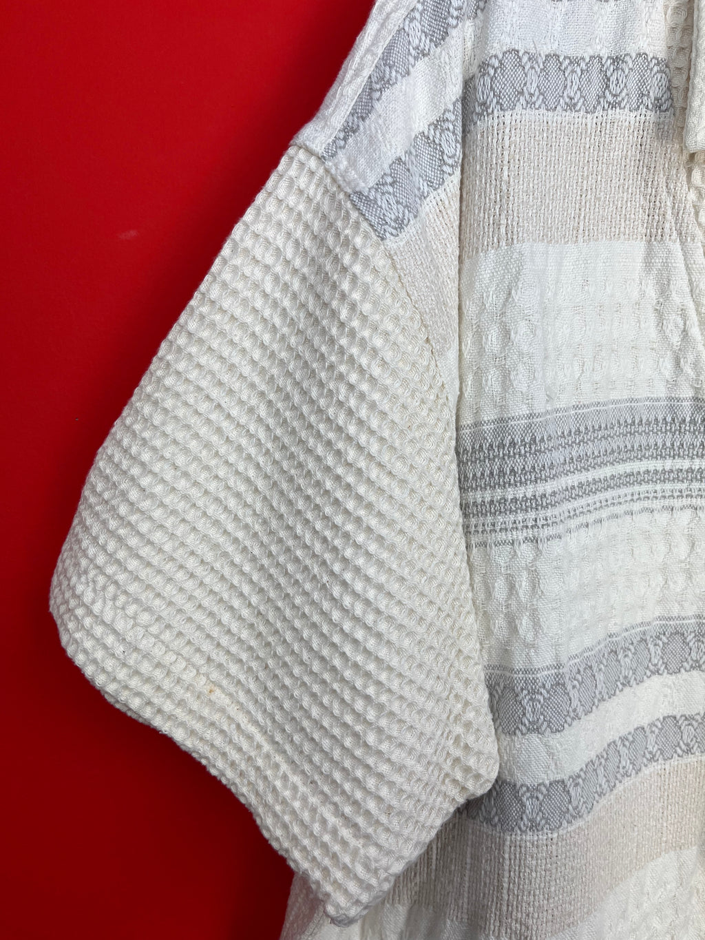 Maglia Vintage 90s Lace-Up in Cotone Panna e Grigio