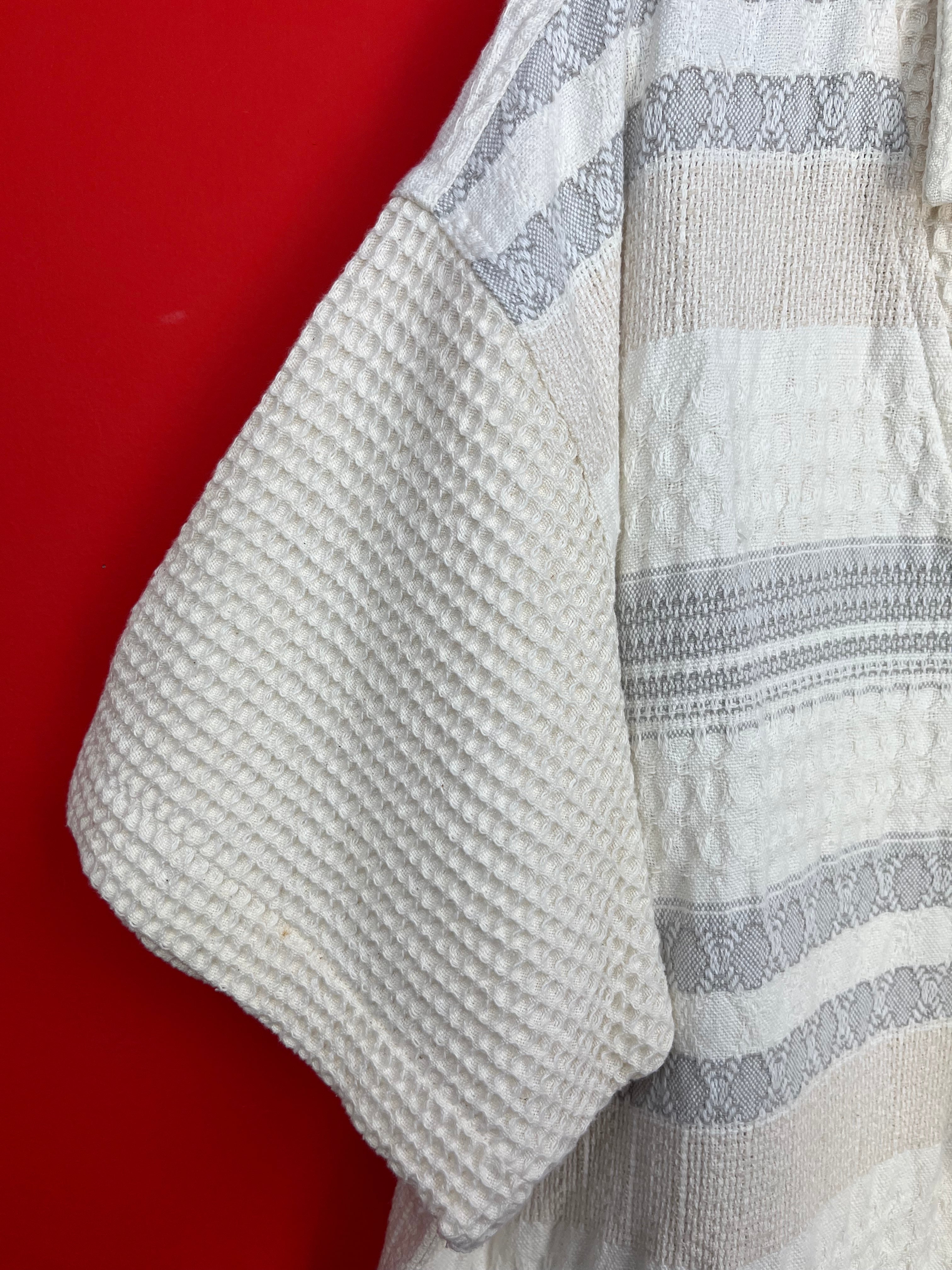 Maglia Vintage 90s Lace-Up in Cotone Panna e Grigio