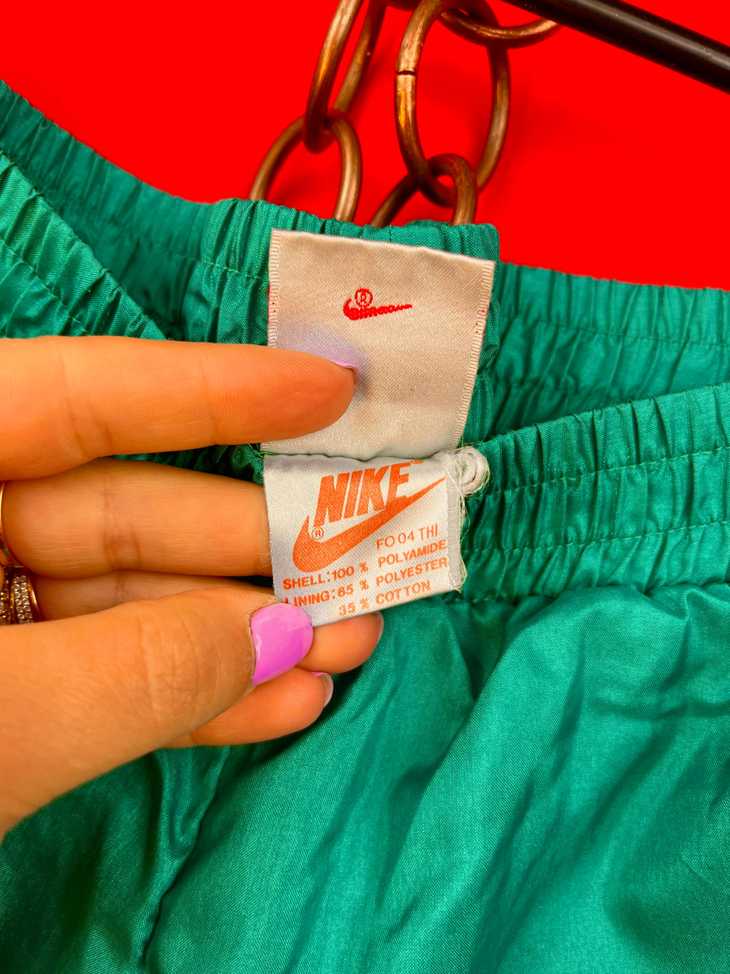 Nike Vintage Track Pants Verde Y2K Logo Rosa