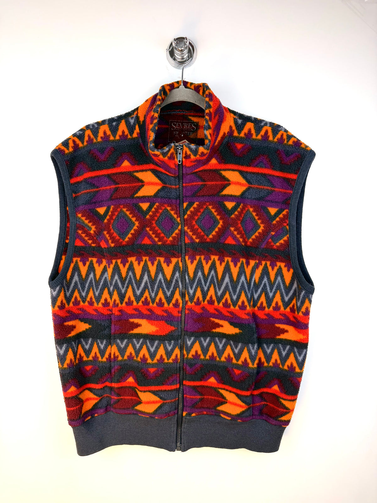 Gilet vintage in pile con fantasia geometrica – Sévres Sweater