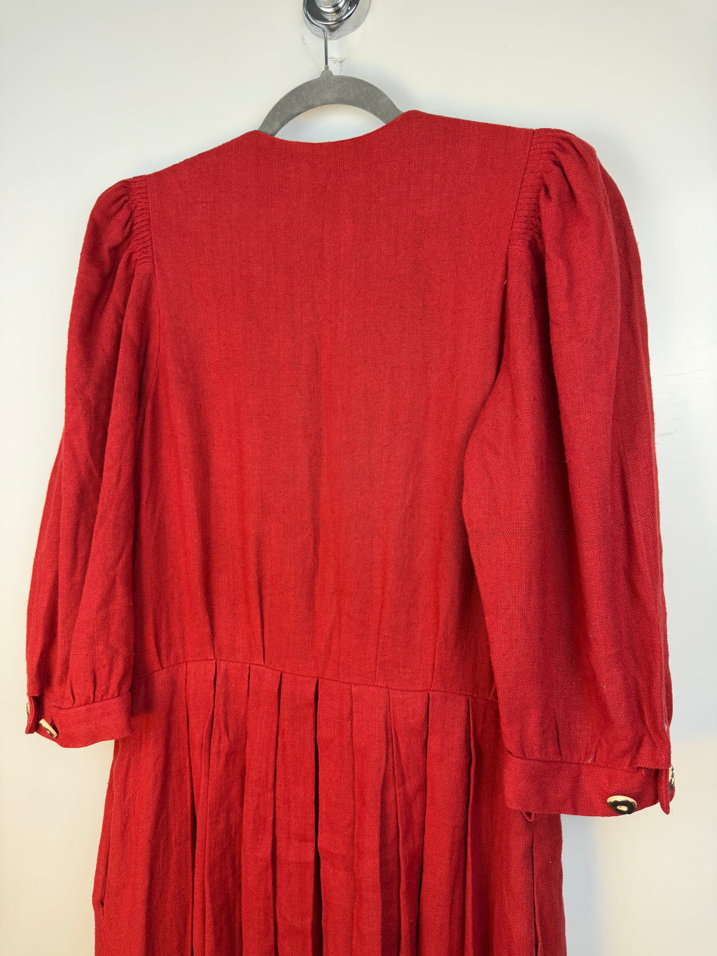 Vintage Austrian Linen Blend Dress by H. Moser – Red & Green Tirolean Maxi Dress