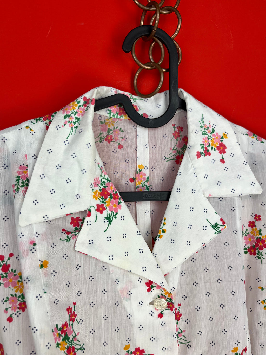 Blusa Vintage Floreale Bianca Semi Trasparente Anni ’90
