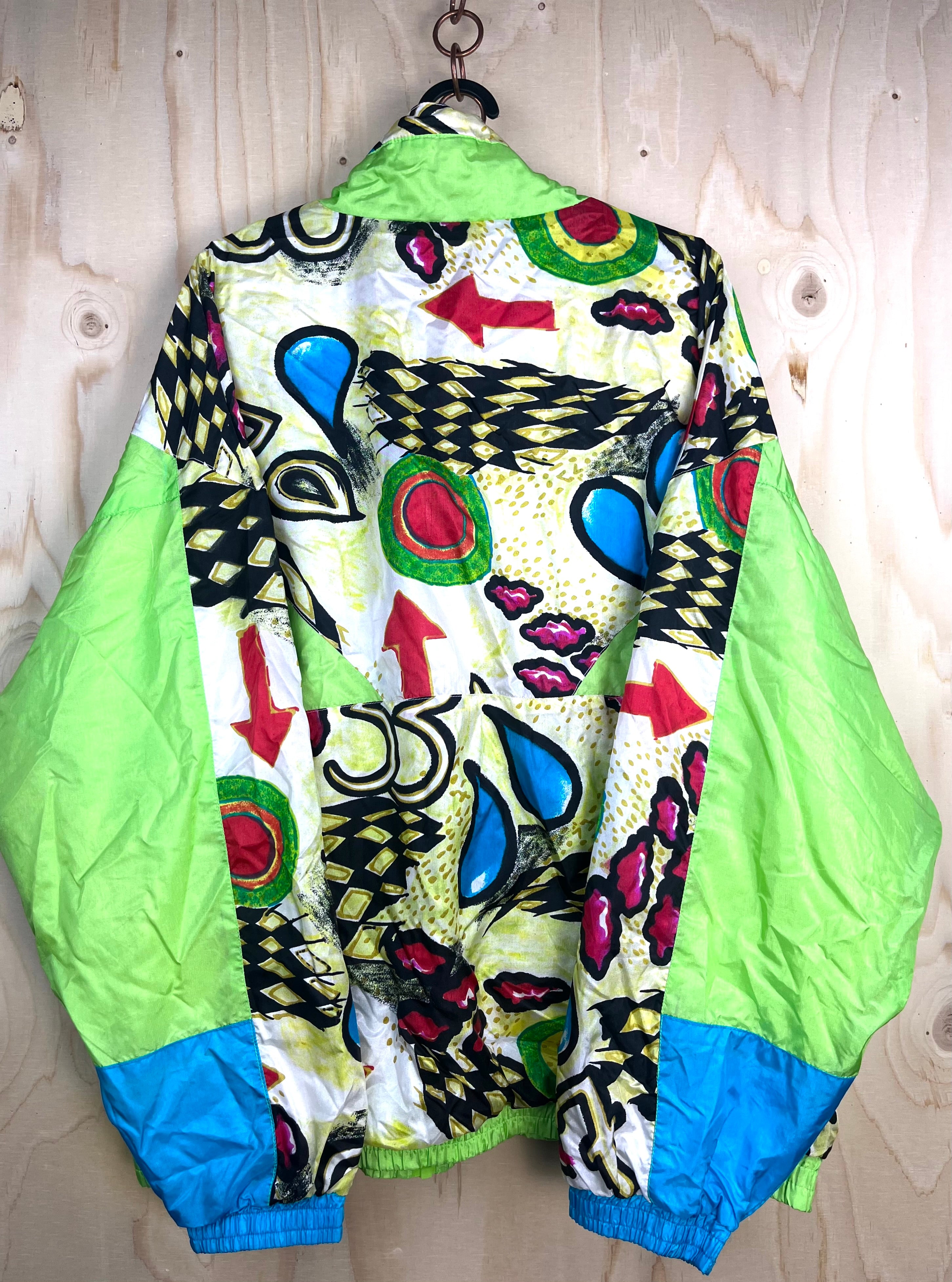 90s Abstract Print Windbreaker Jacket – Multicolor Vintage L
