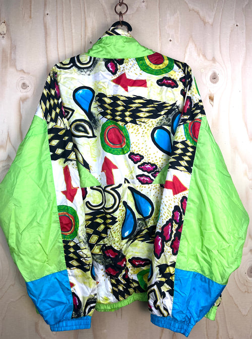 90s Abstract Print Windbreaker Jacket – Multicolor Vintage L
