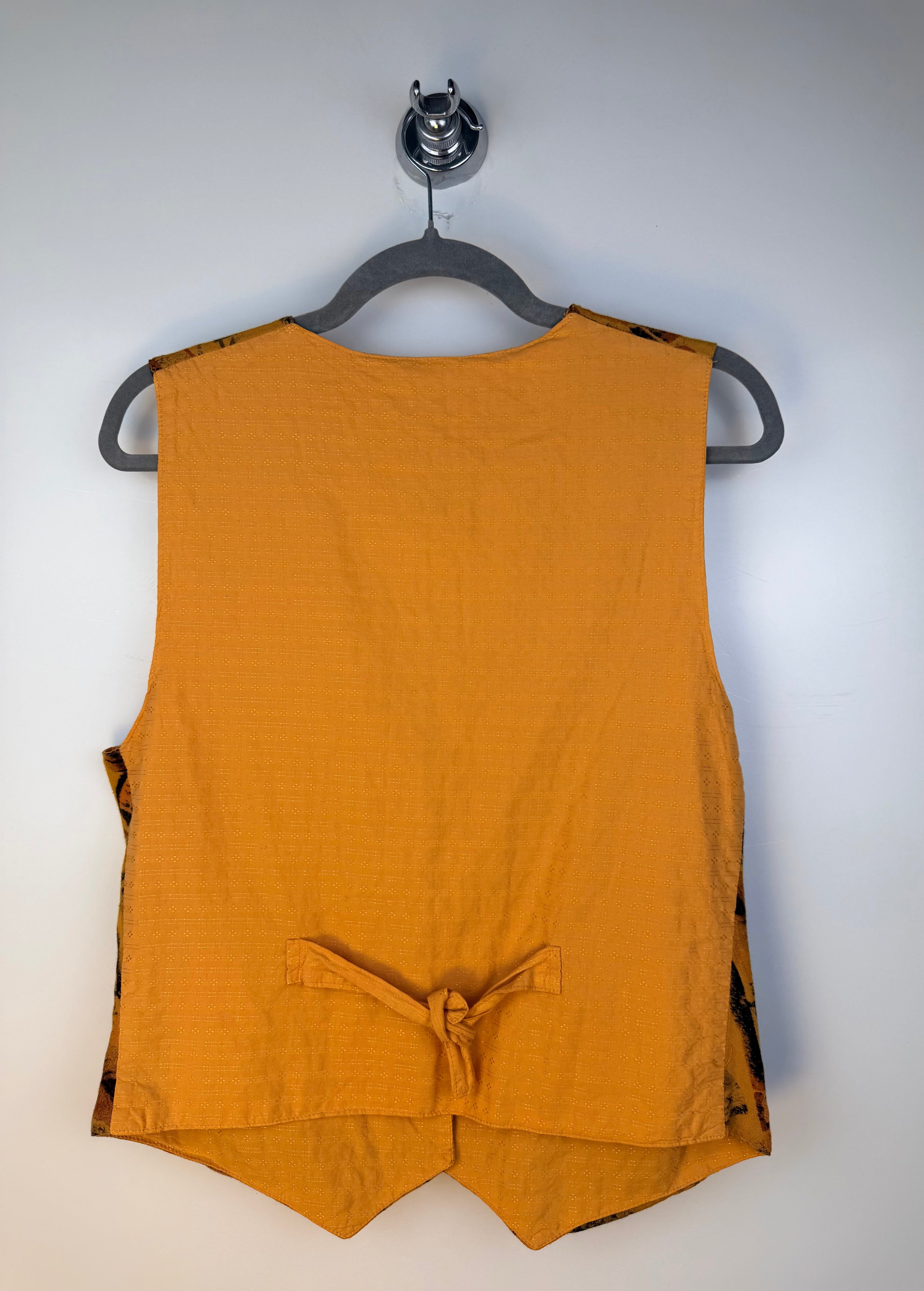 Vintage 90s Gilet Senape con Fantasia Astratta