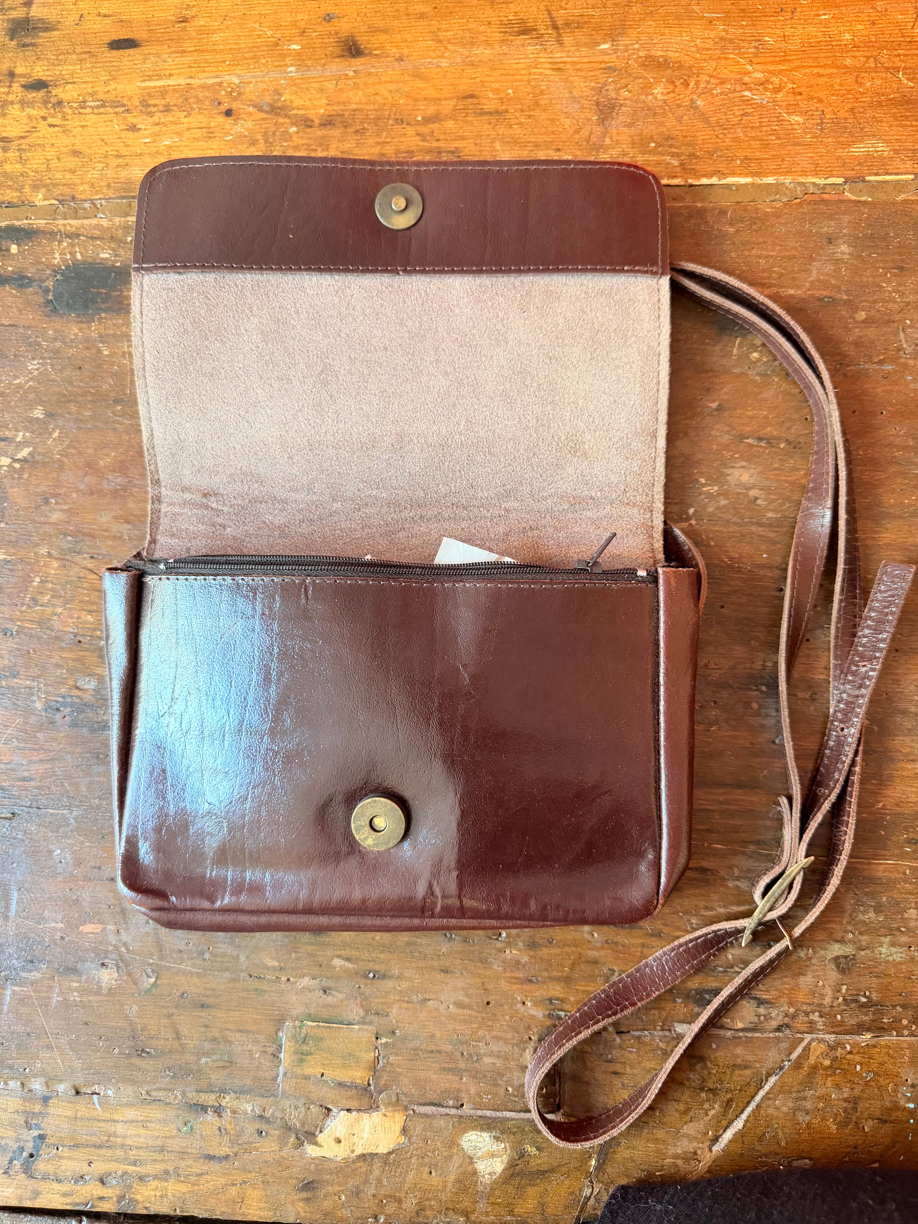 Borsa vintage in vera pelle e cavallino | Tracolla regolabile
