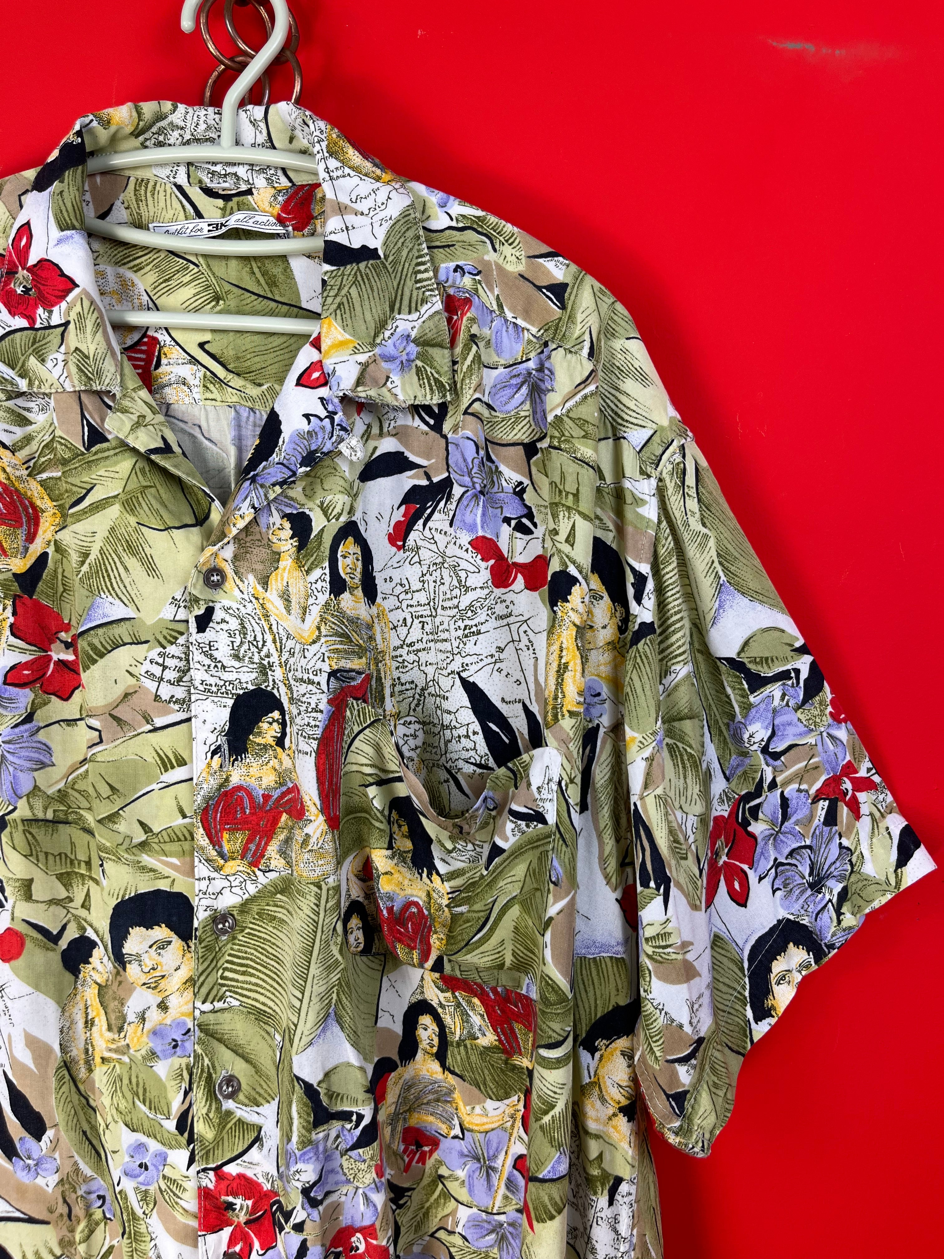 Camicia vintage tropicale in viscosa