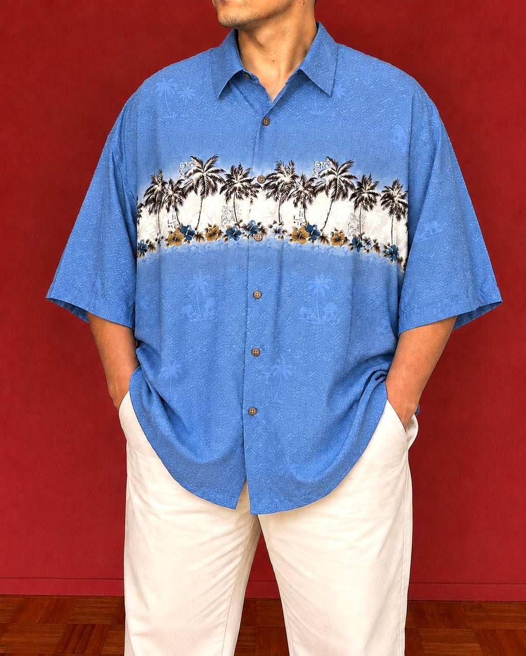 Camicia vintage Pierre Cardin tropicale in cotone – XXL