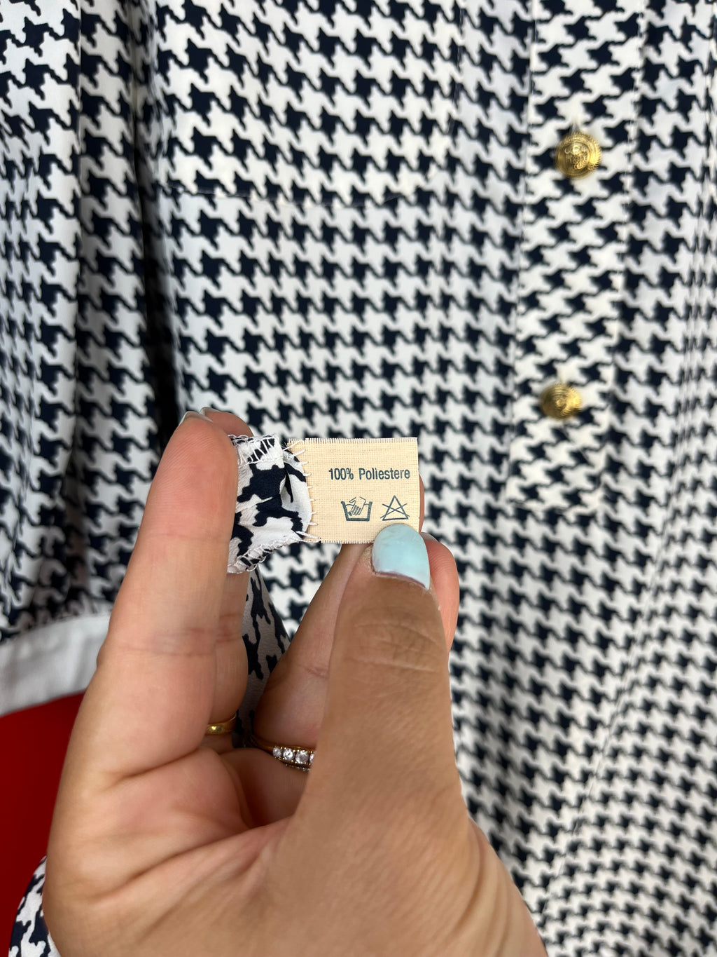 Luisa Spagnoli Vintage – Abito Midi Pied-de-Poule Made in Italy con Bottoni Gioiello