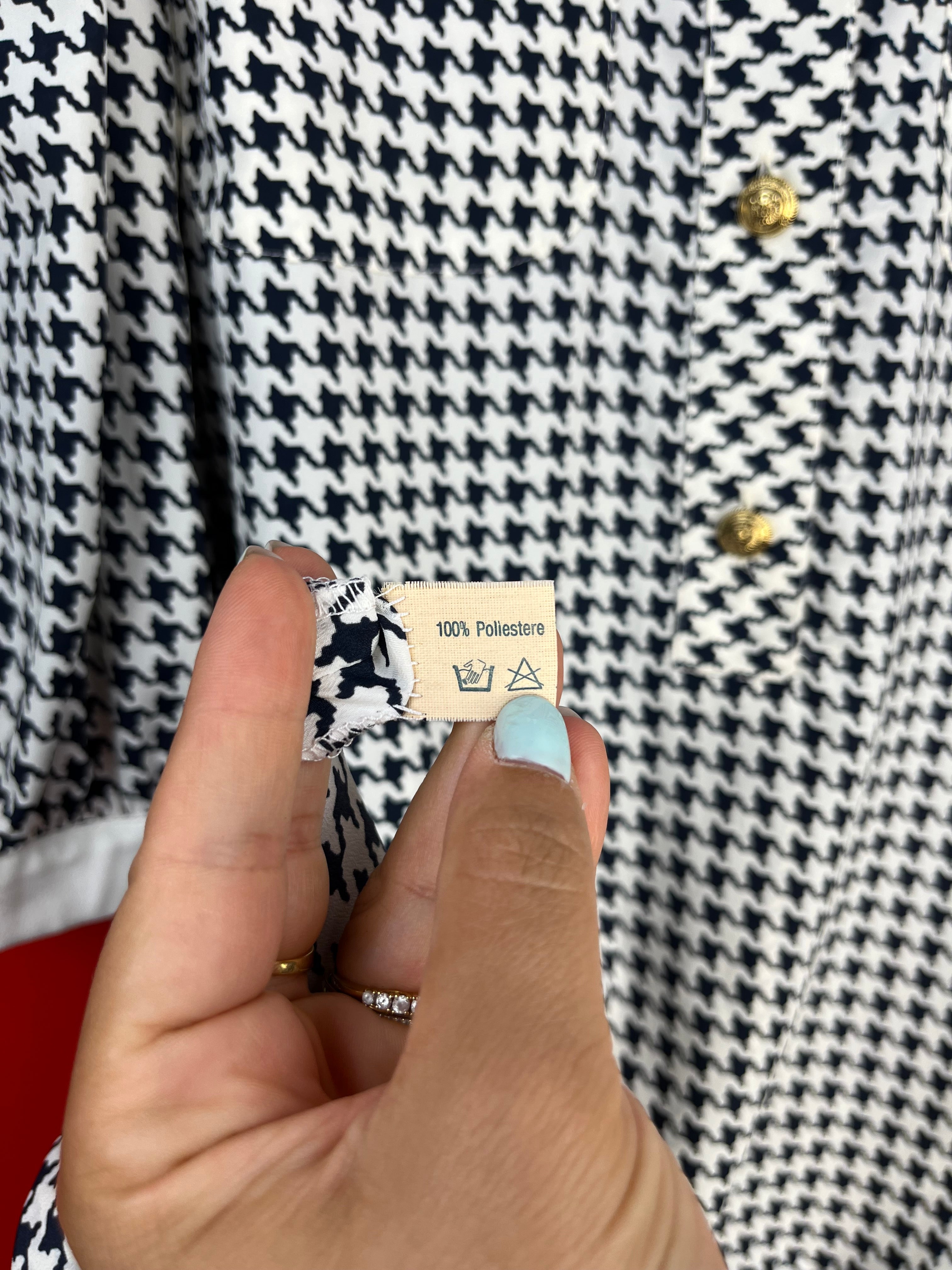 Luisa Spagnoli Vintage – Abito Midi Pied-de-Poule Made in Italy con Bottoni Gioiello