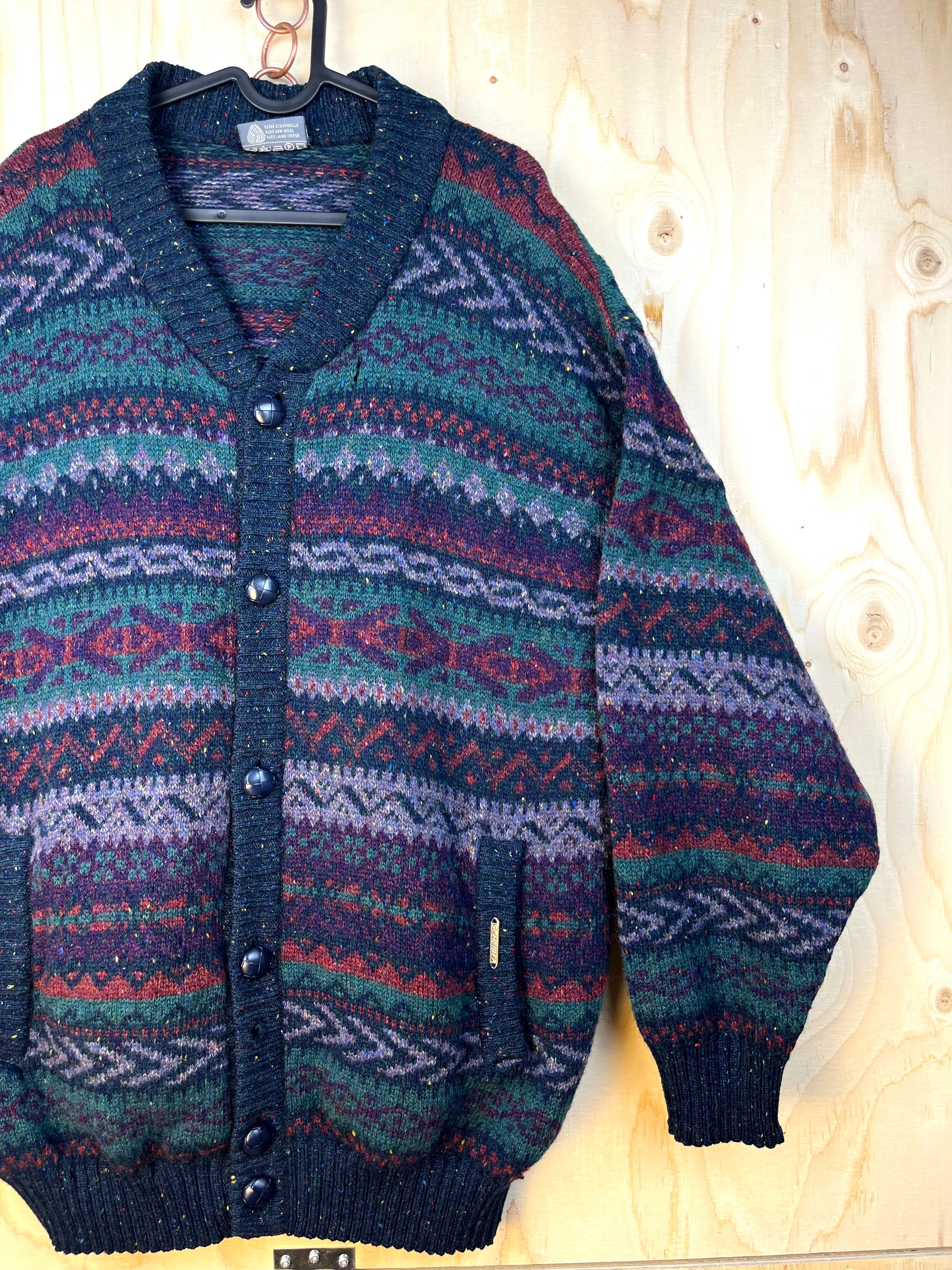 Vintage Austrian Wool Nordic Cardigan Oversize
