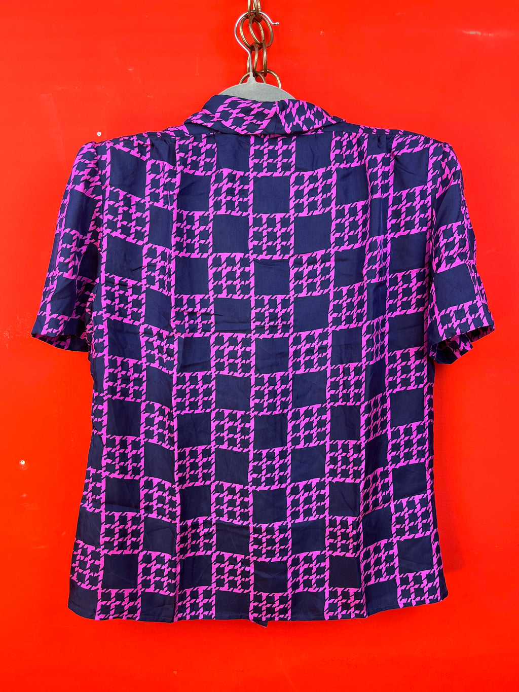 Vintage 80s 90s Purple Geometric Two Piece Skirt Set