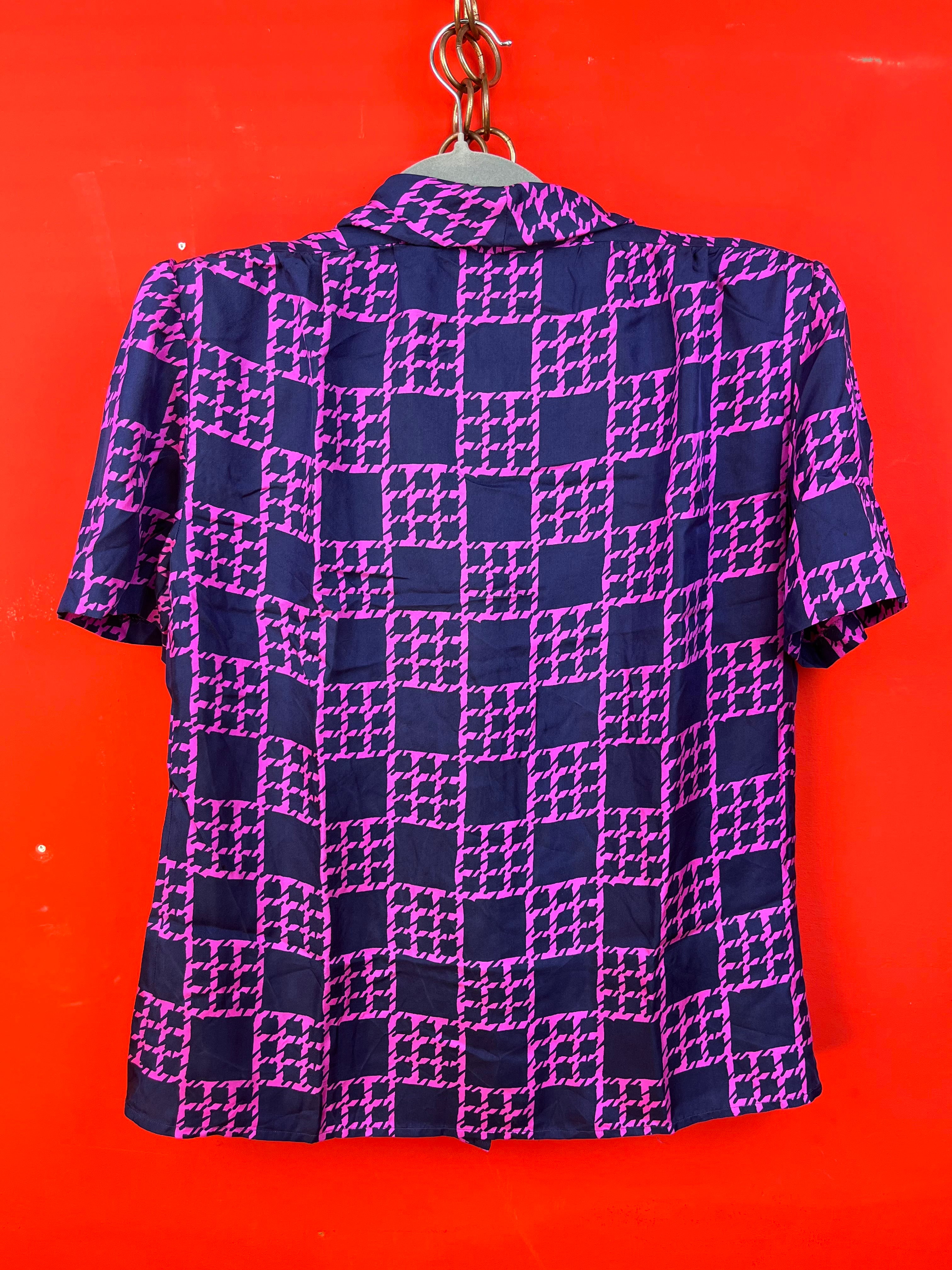 Vintage 80s 90s Purple Geometric Two Piece Skirt Set