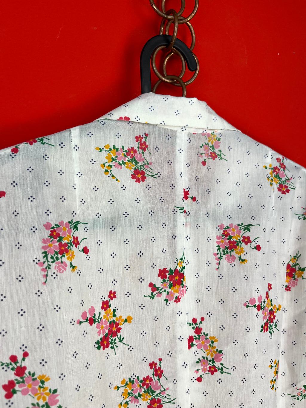 Blusa Vintage Floreale Bianca Semi Trasparente Anni ’90