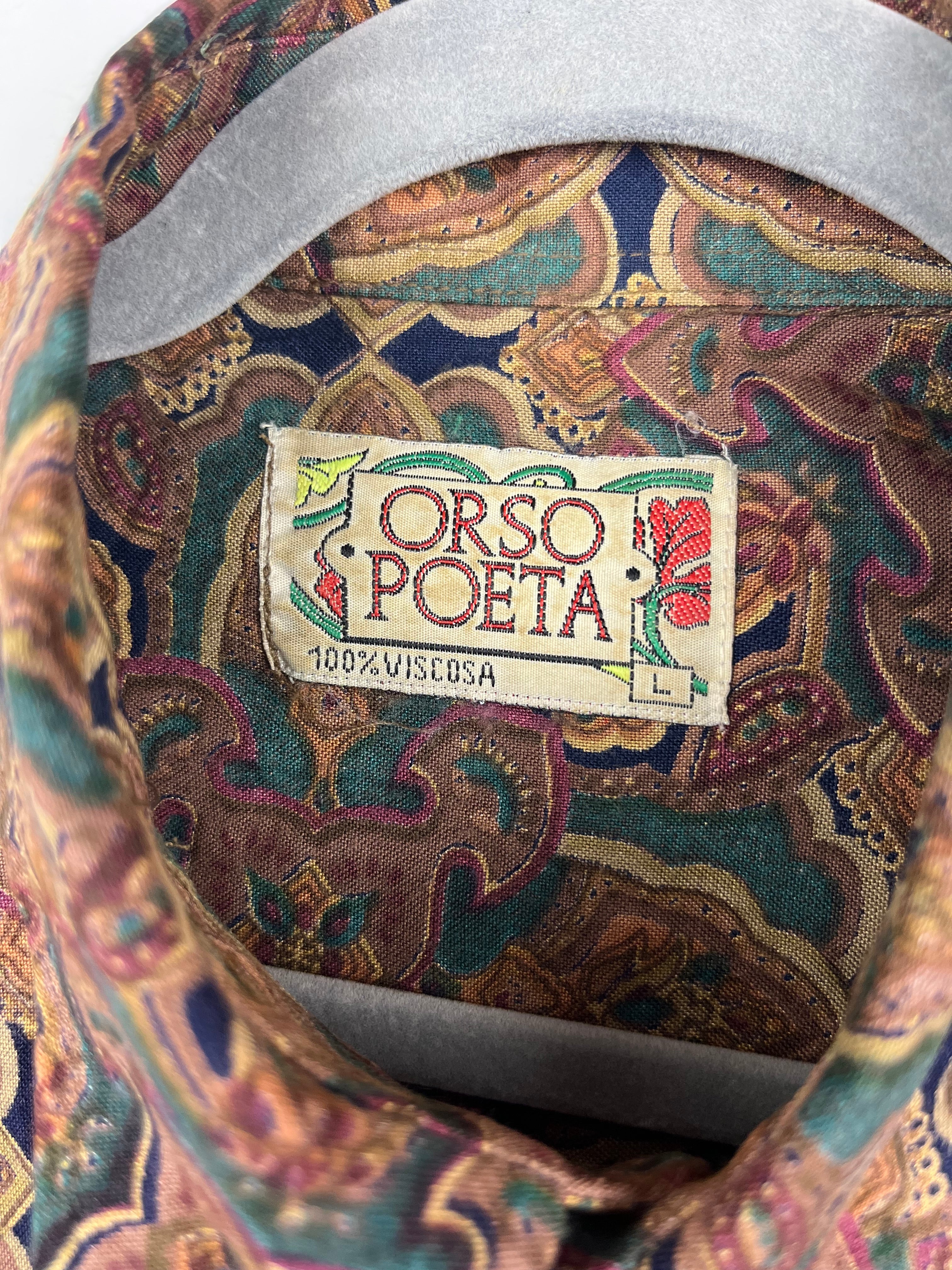 Orso Poeta Vintage Pattern Shirt 100% Viscose