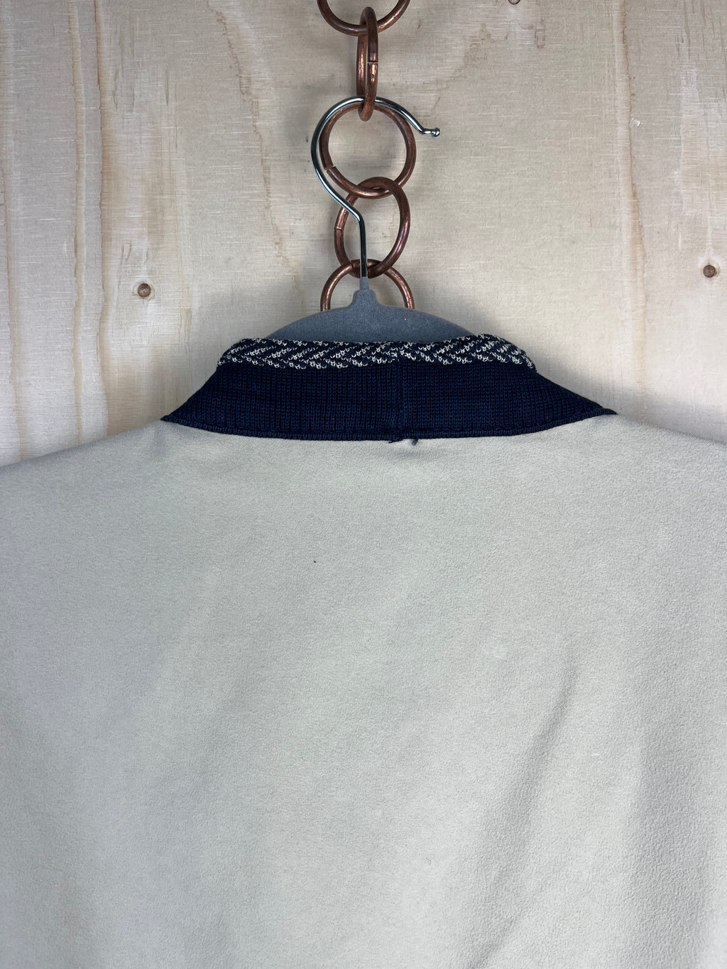 Giacca Bomber Vintage Bizzarro in Cotone Beige e Blu Navy