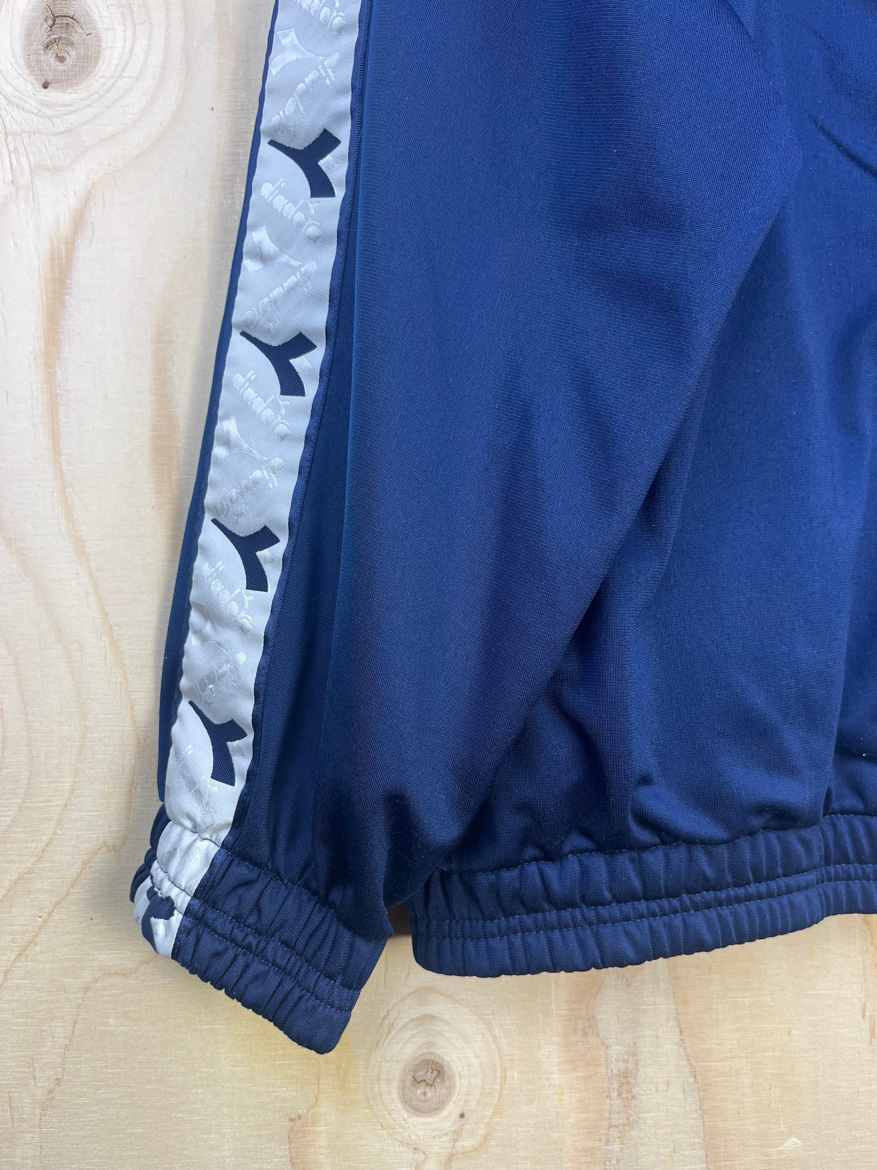 Vintage Diadora Track Jacket Navy Logo Tape 90s Zip-Up