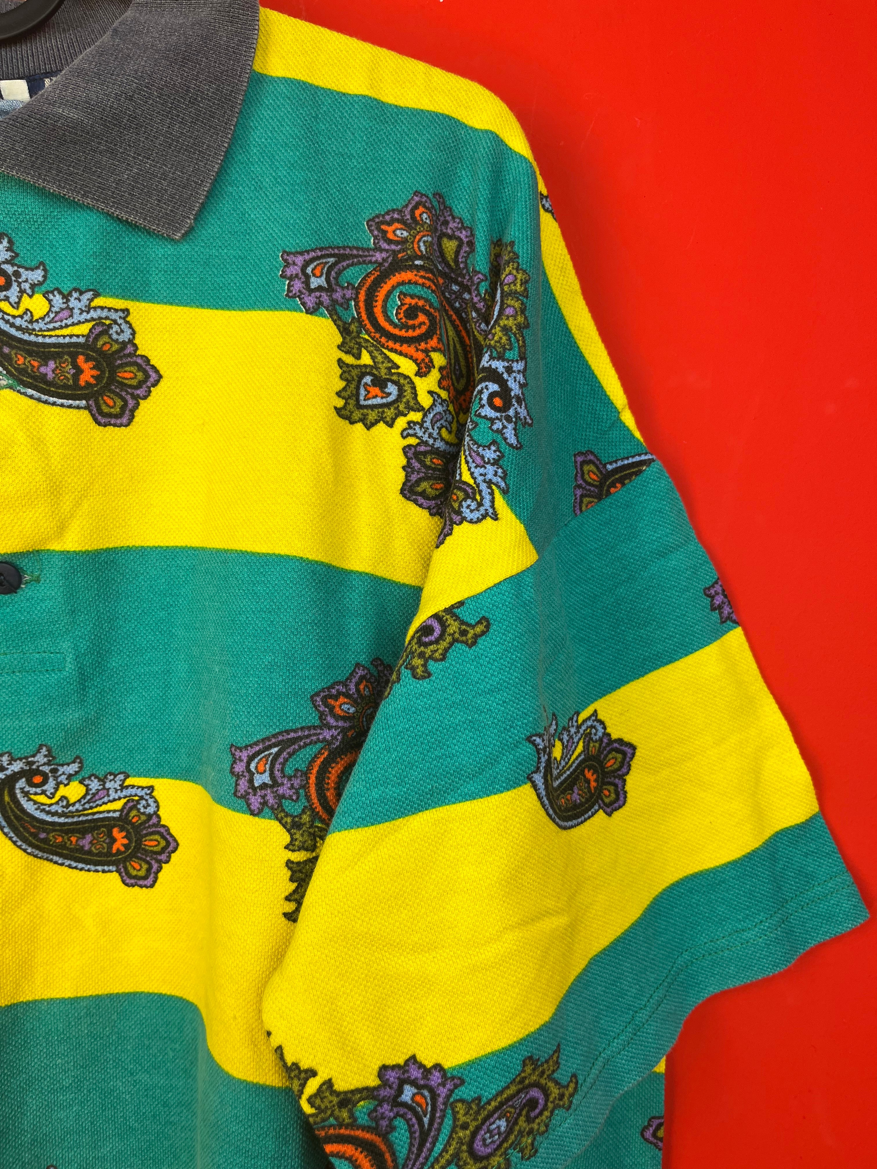 Vintage Paisley Polo Shirt 100% Cotton