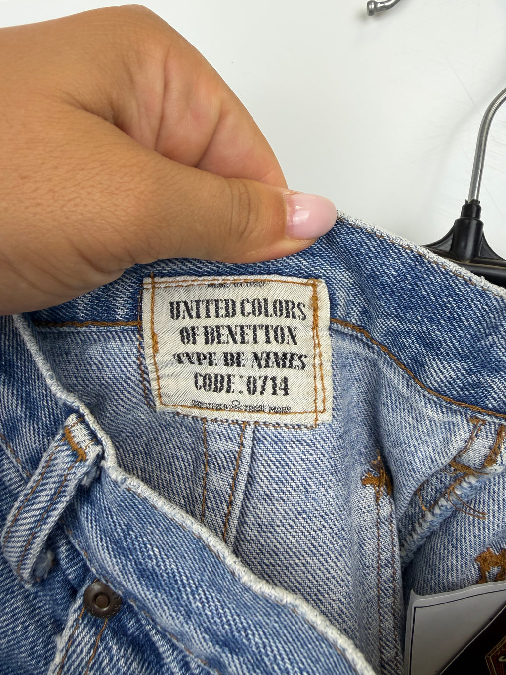 Gonna vintage Benetton in denim 100% cotone – Vita alta anni ’90