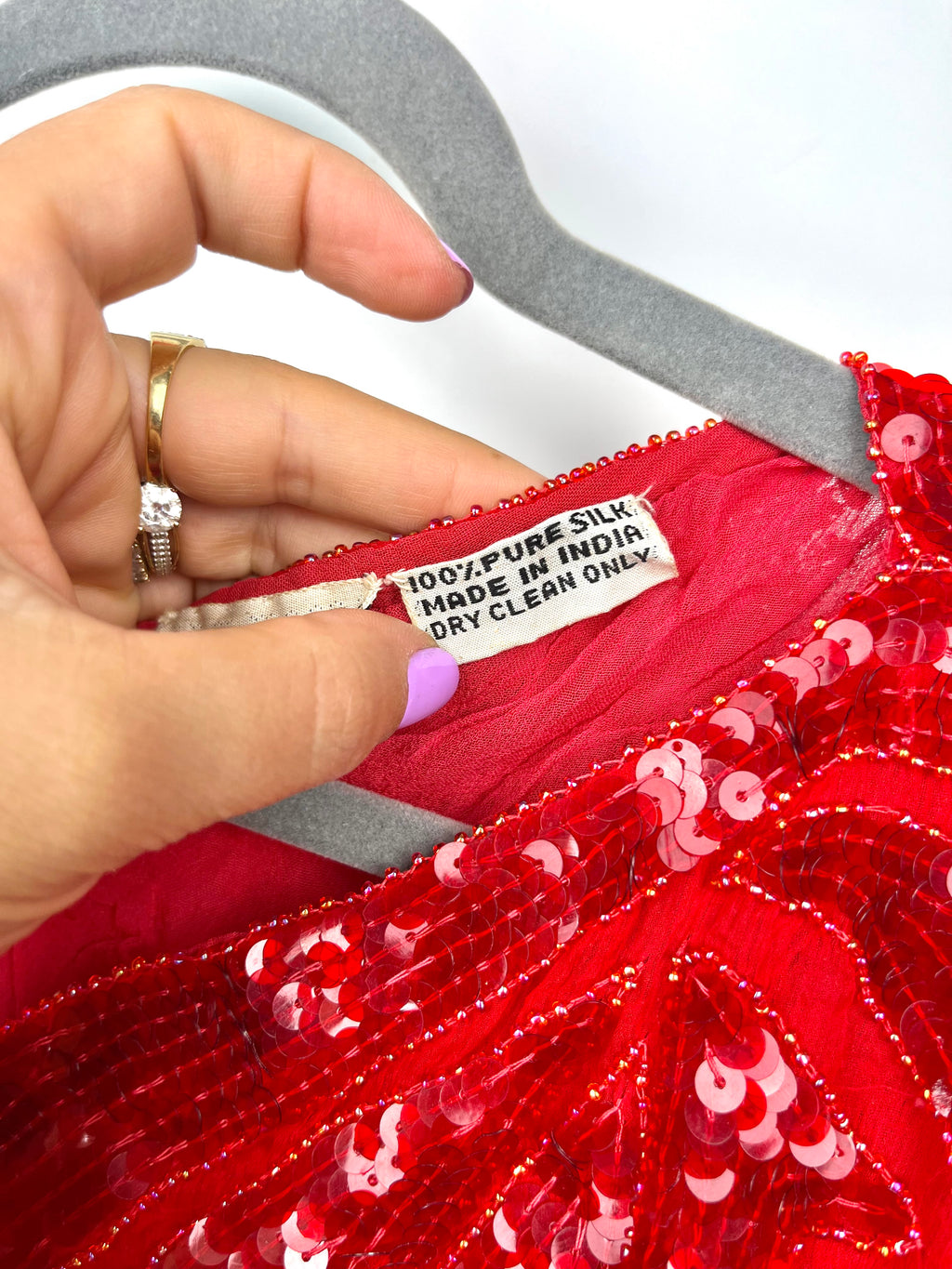 Vintage Red Silk Sequin Top – Marquis by Jean Bernard