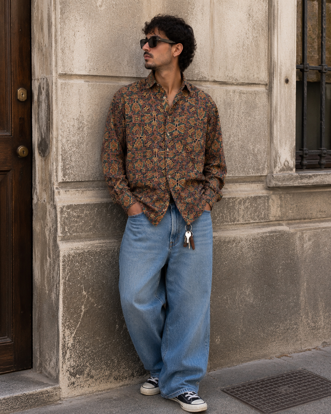 Orso Poeta Vintage Pattern Shirt 100% Viscose