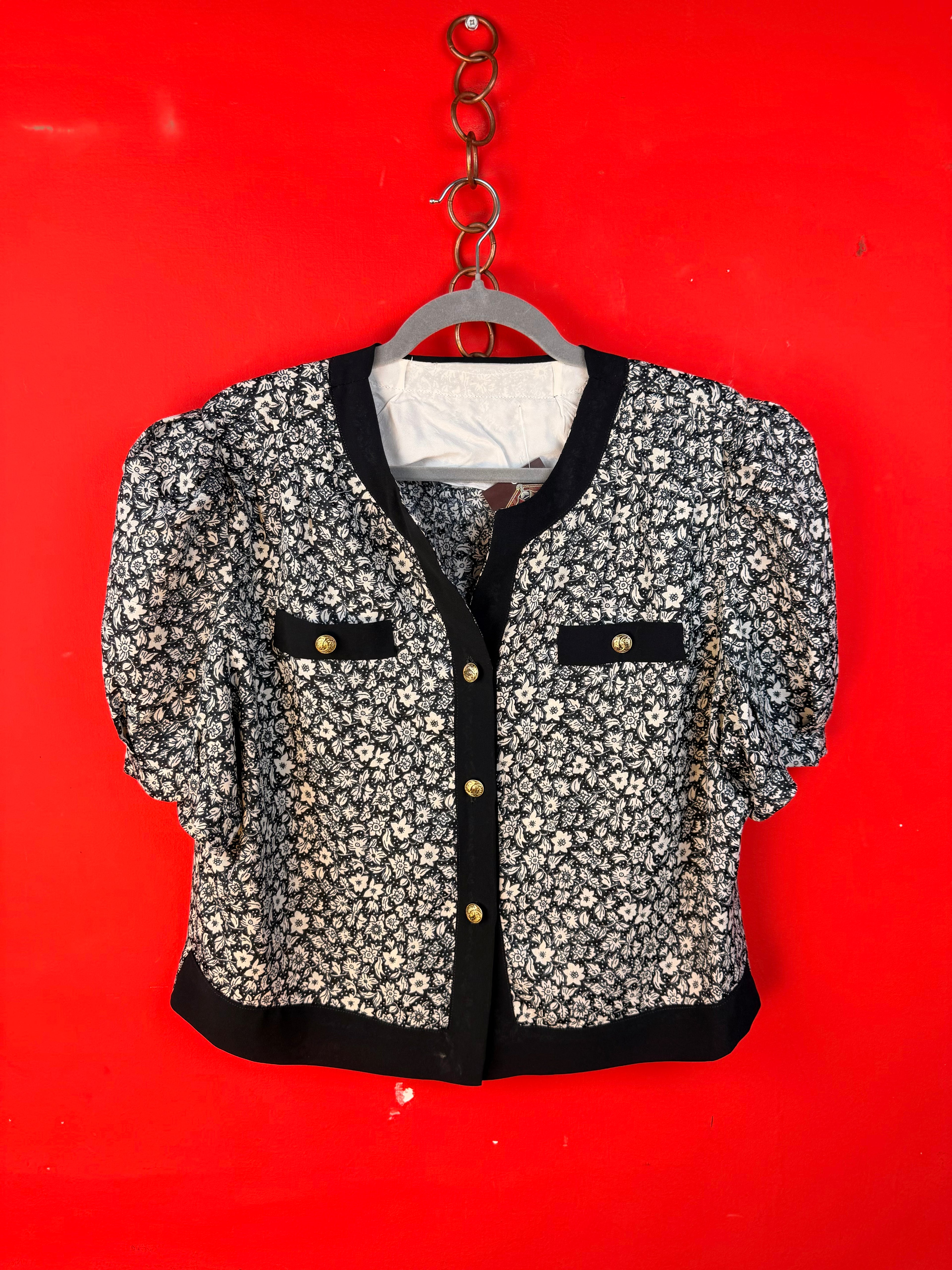 Vintage Floral Puff Sleeve Jacket