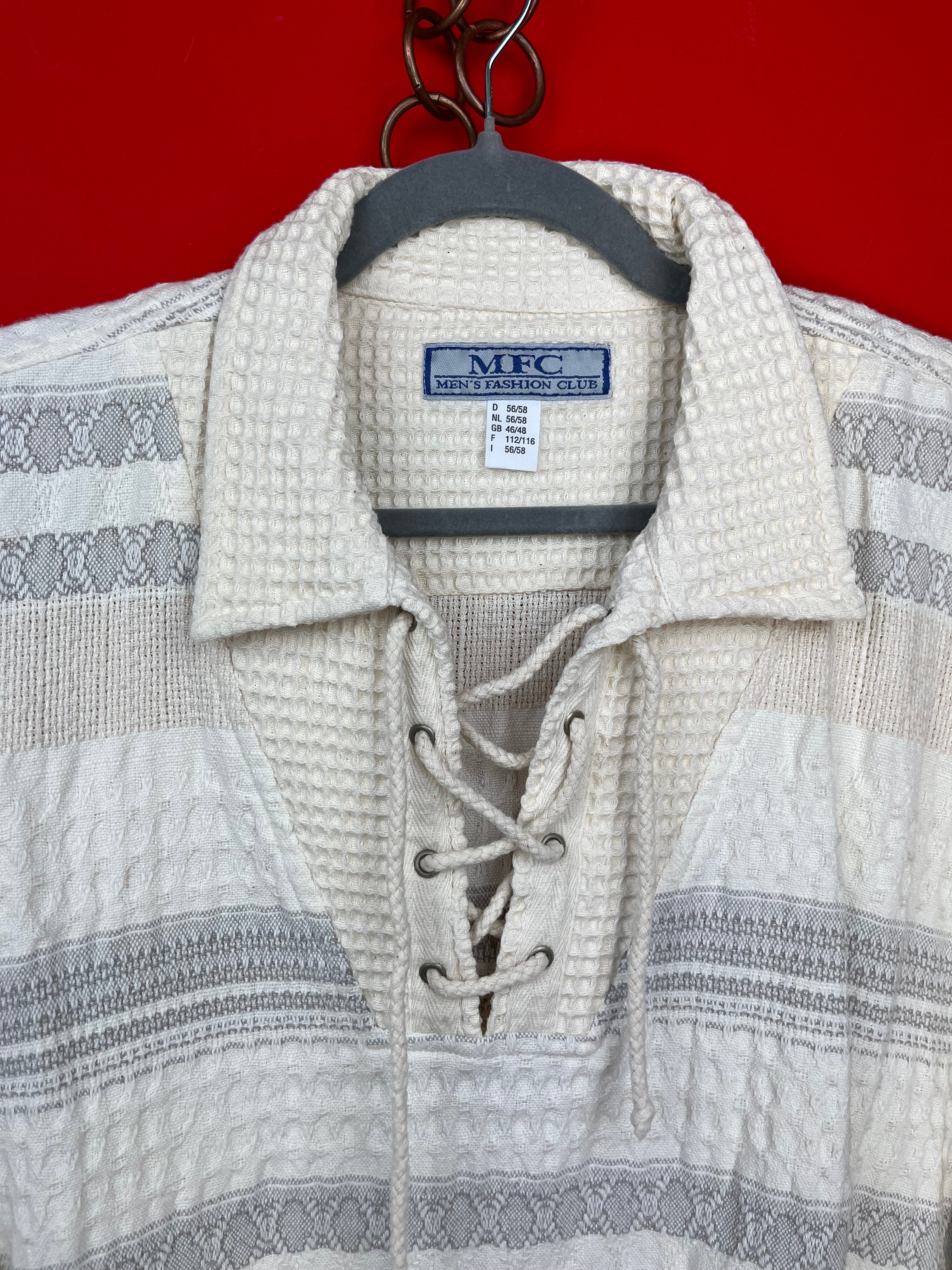 Maglia Vintage 90s Lace-Up in Cotone Panna e Grigio