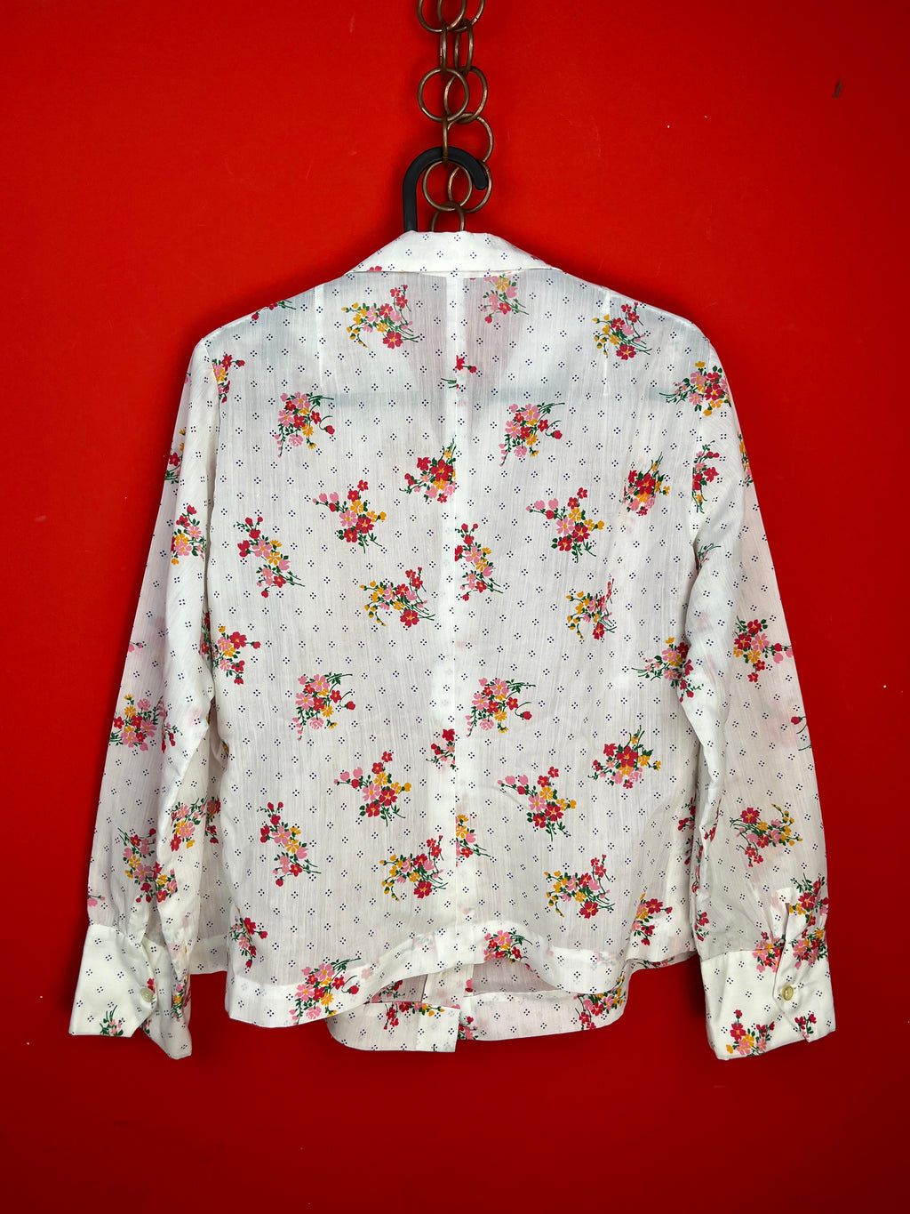Blusa Vintage Floreale Bianca Semi Trasparente Anni ’90