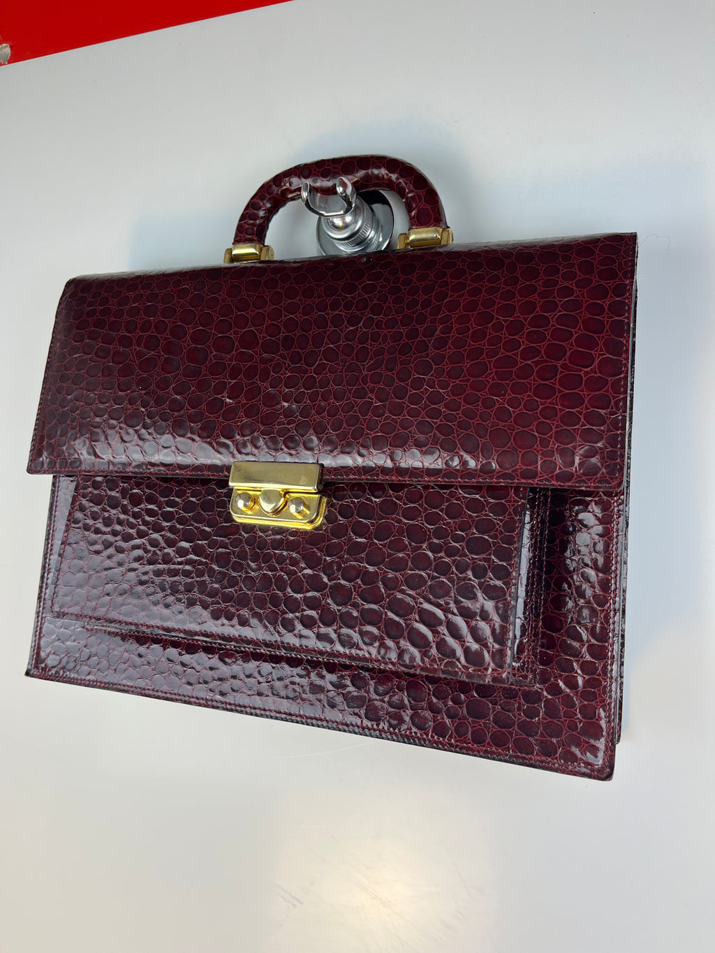 Borsa Vintage Bordeaux Effetto Coccodrillo