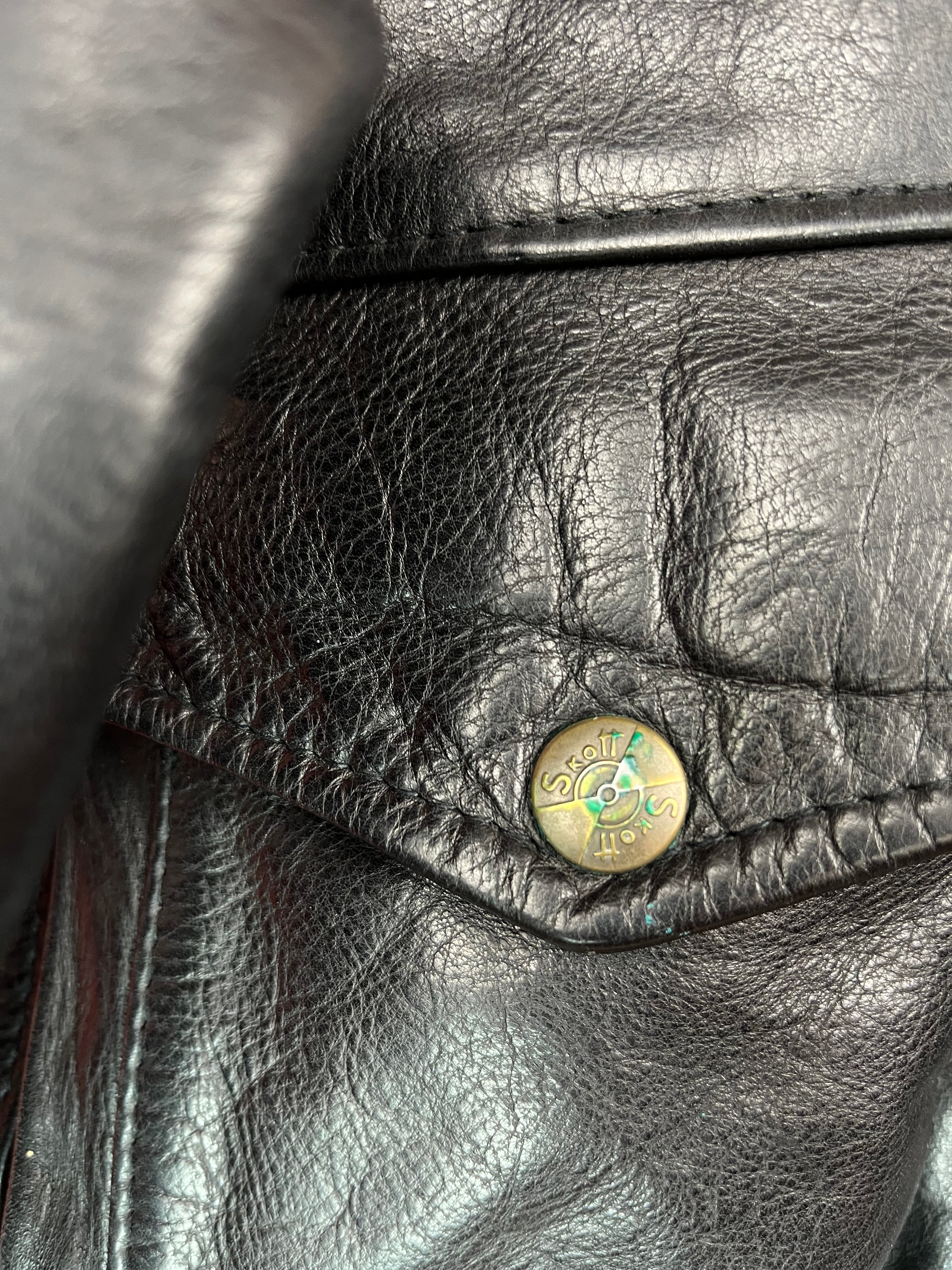Skott Vintage Leather Bomber Jacket in Pelle di Vitello – Made in Italy