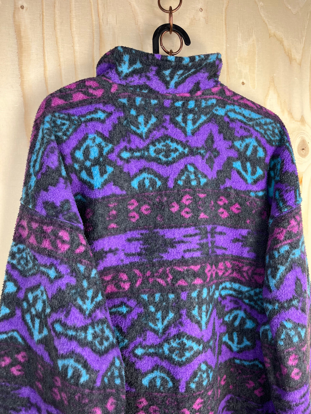 90s Abstract Fleece Quarter Zip Pullover