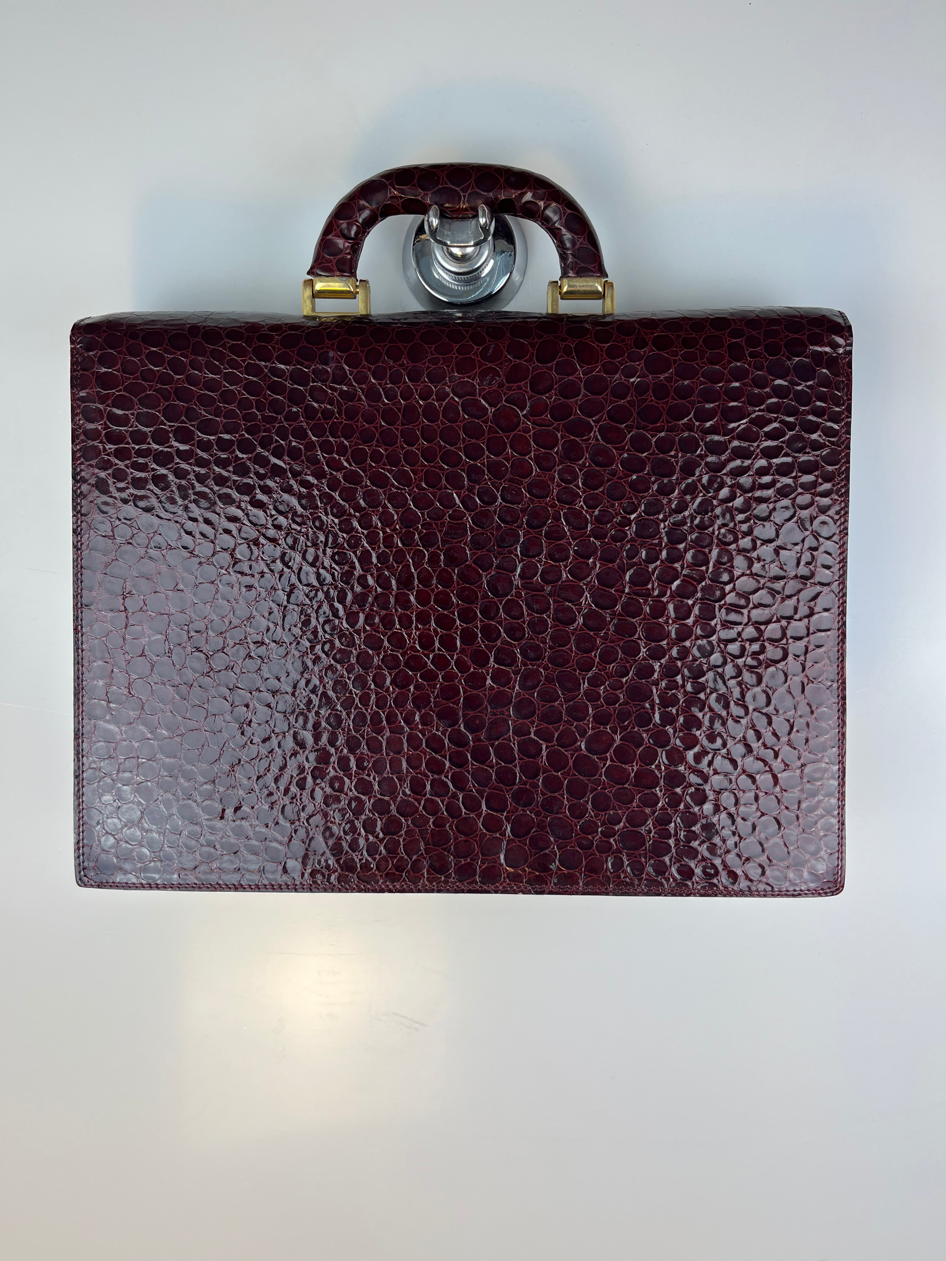 Borsa Vintage Bordeaux Effetto Coccodrillo