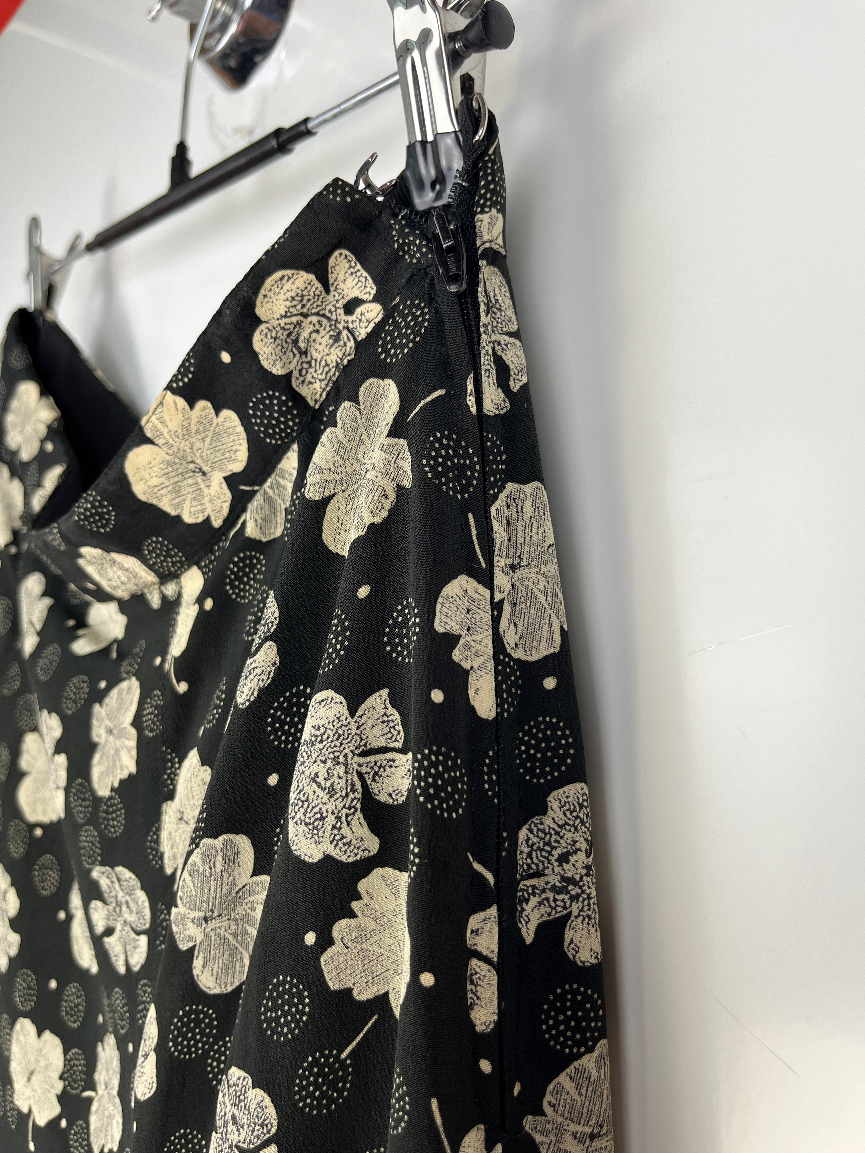Gonna Vintage Made in Italy Misto Seta Fantasia Floreale