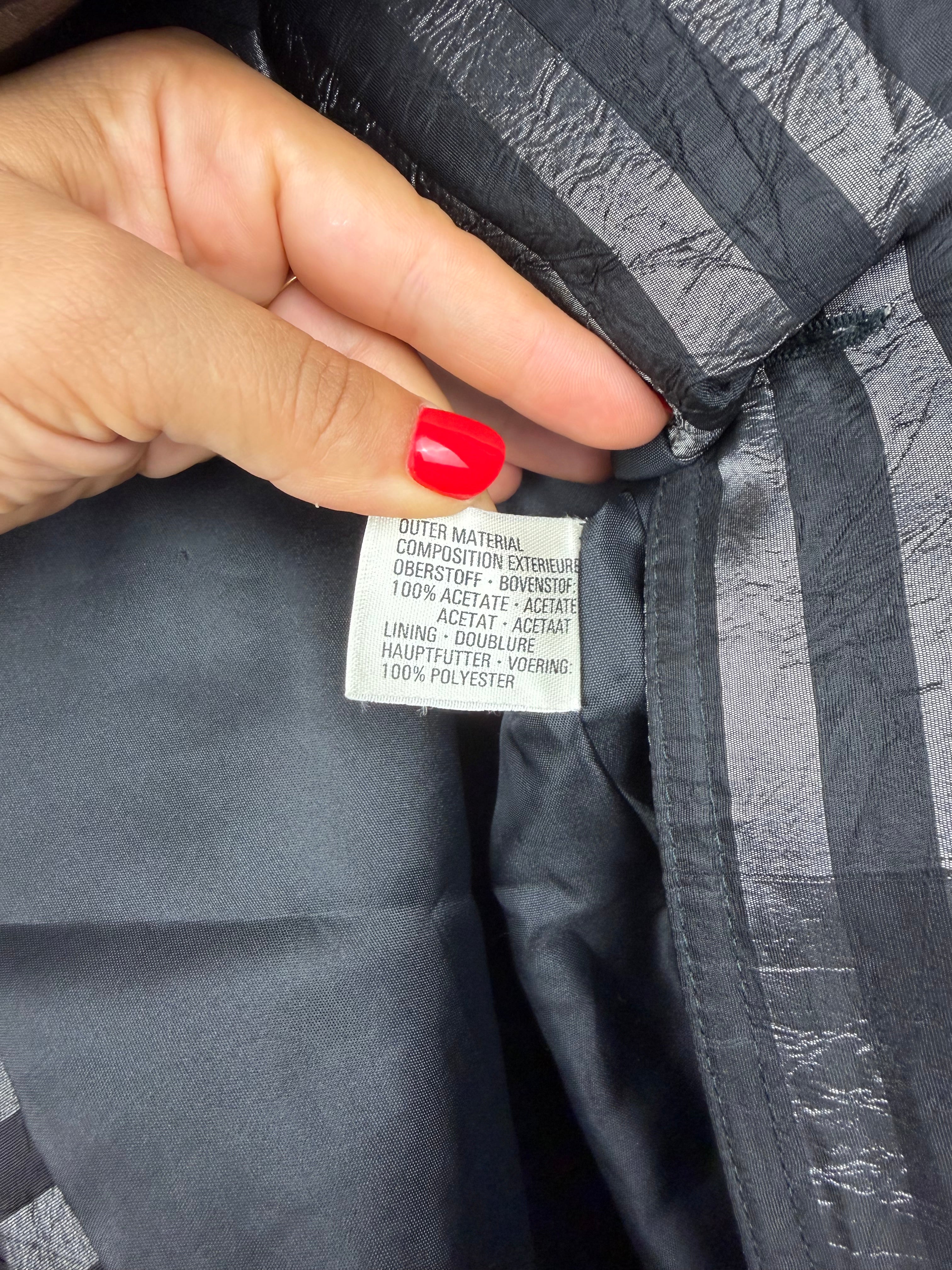 Blazer vintage lungo Wolfgang Kaiser nero a righe lucide in acetato