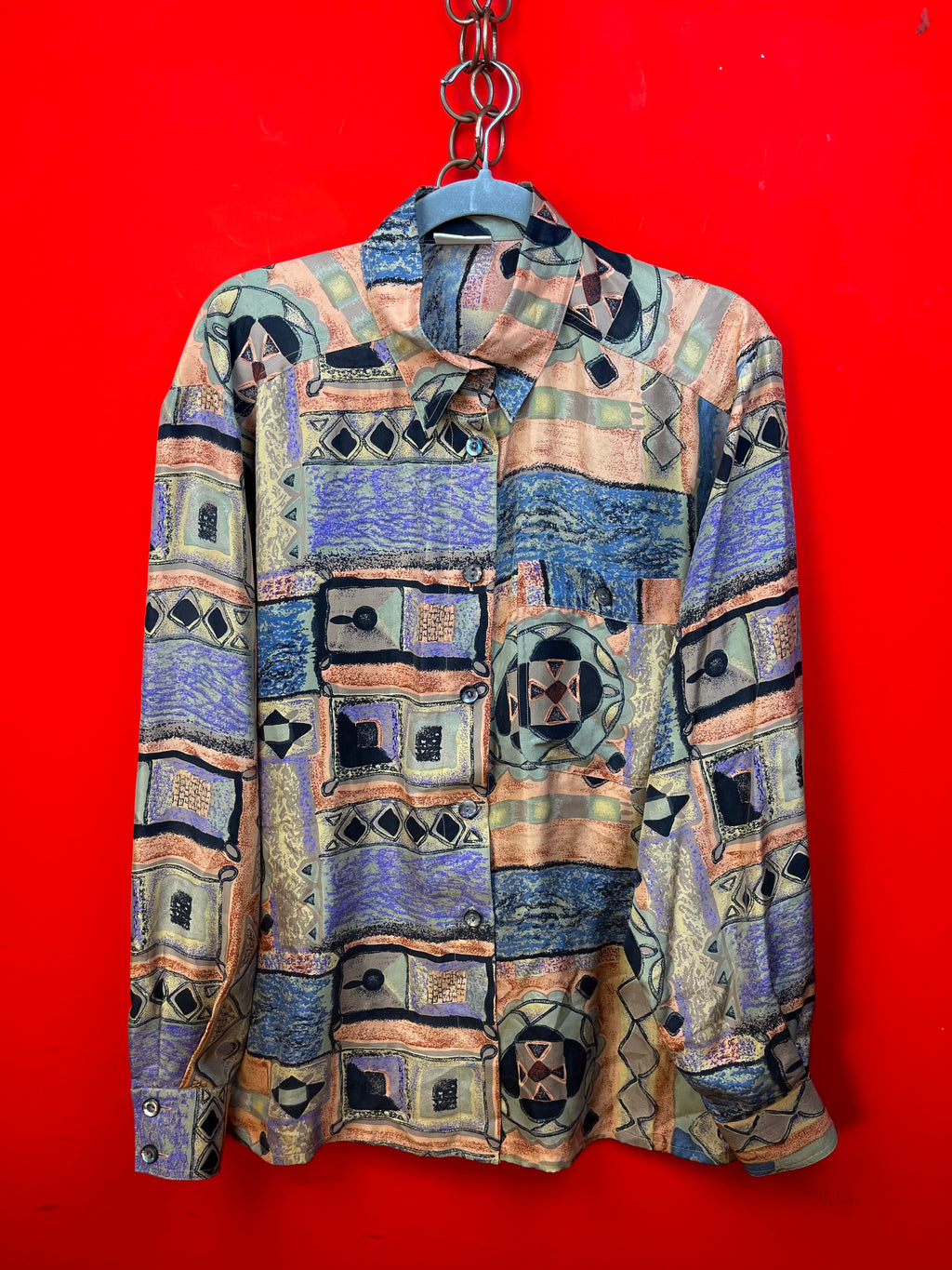 Camicia Vintage Verse 100% Seta Astratta