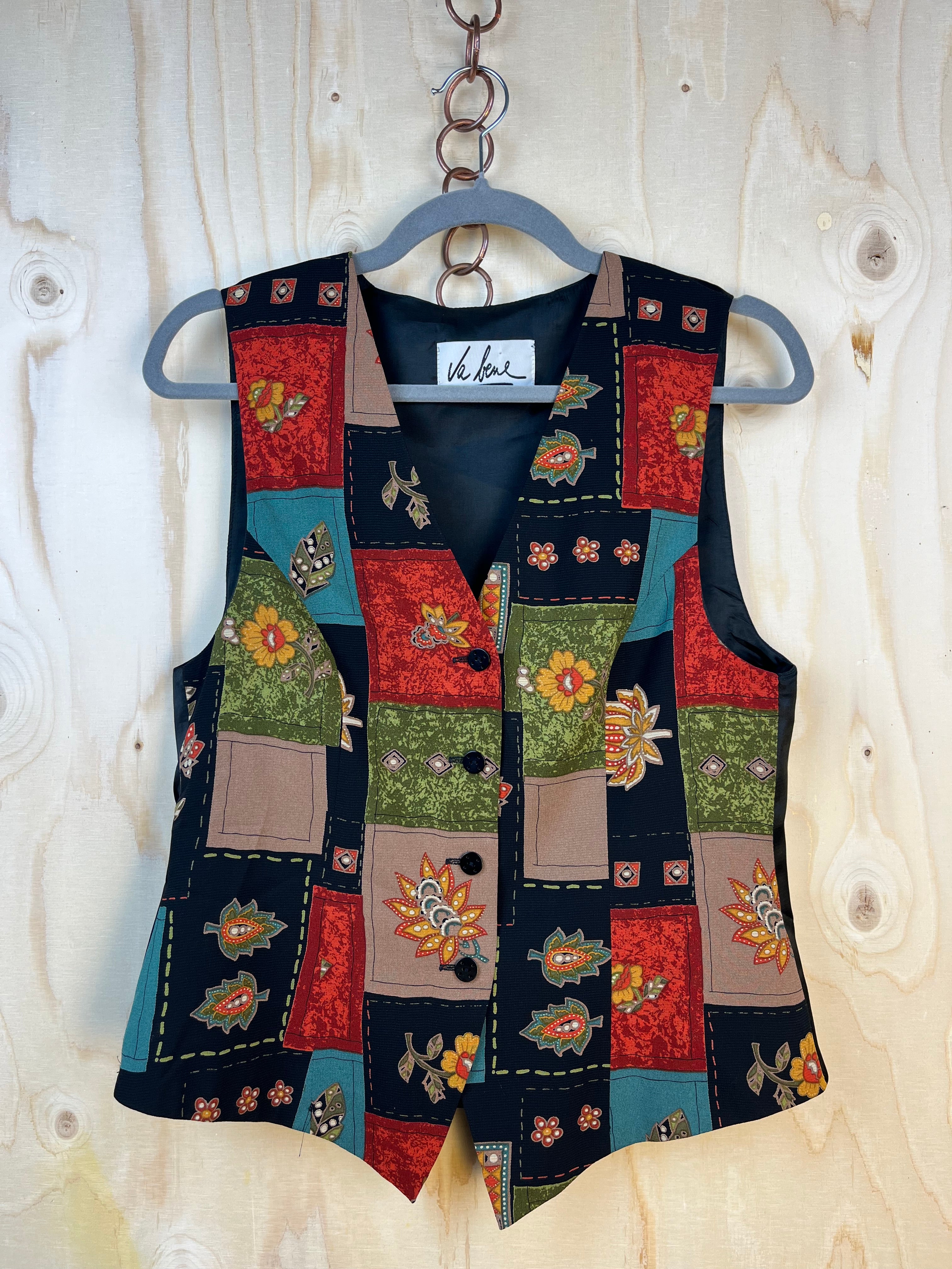 Vintage Vera Mont Patchwork Vest 90s Floral