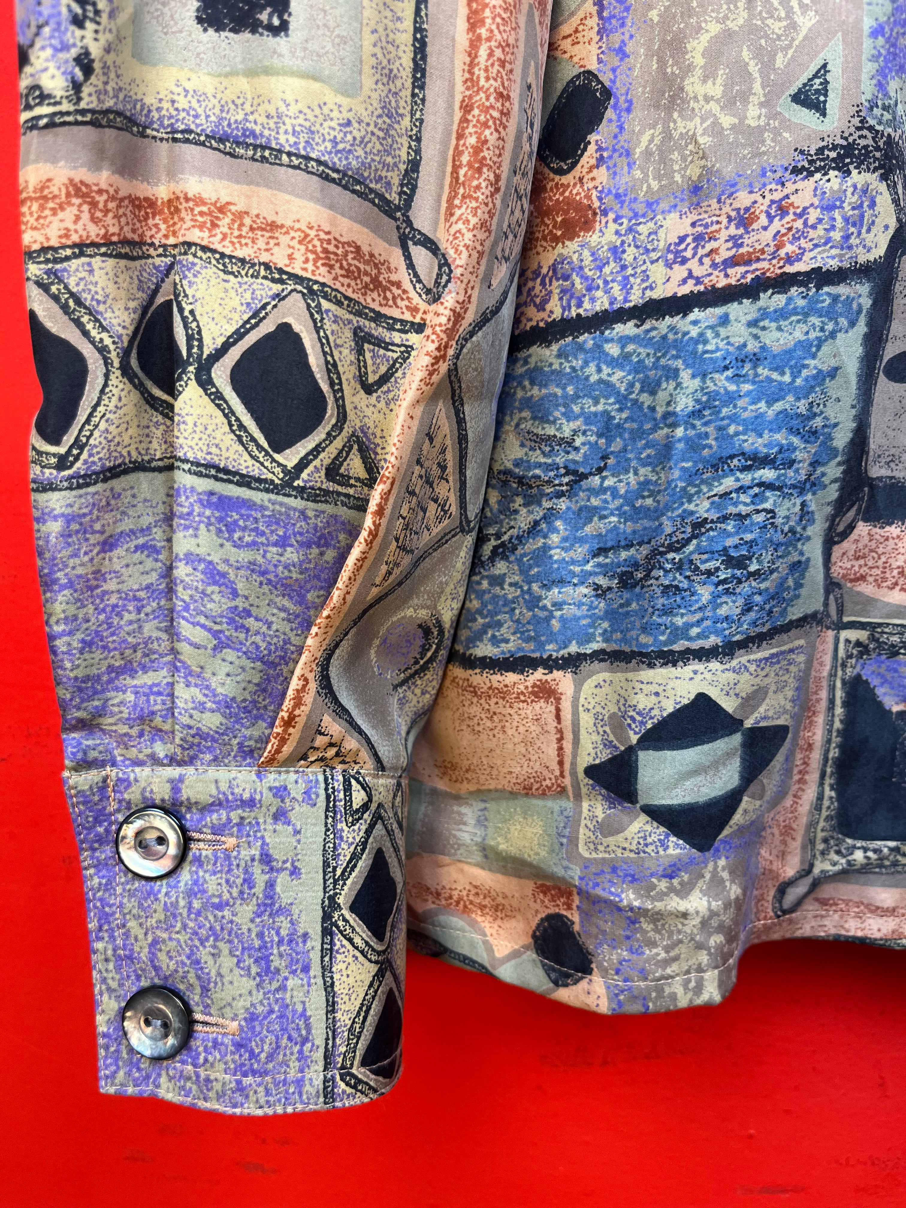 Camicia Vintage Verse 100% Seta Astratta