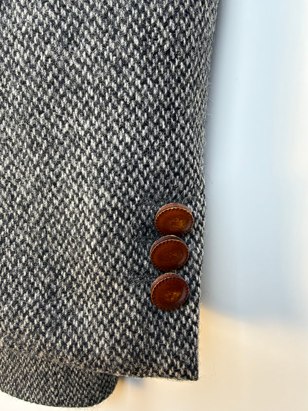 Blazer vintage in tweed grigio in pura lana vergine – Taglia 52