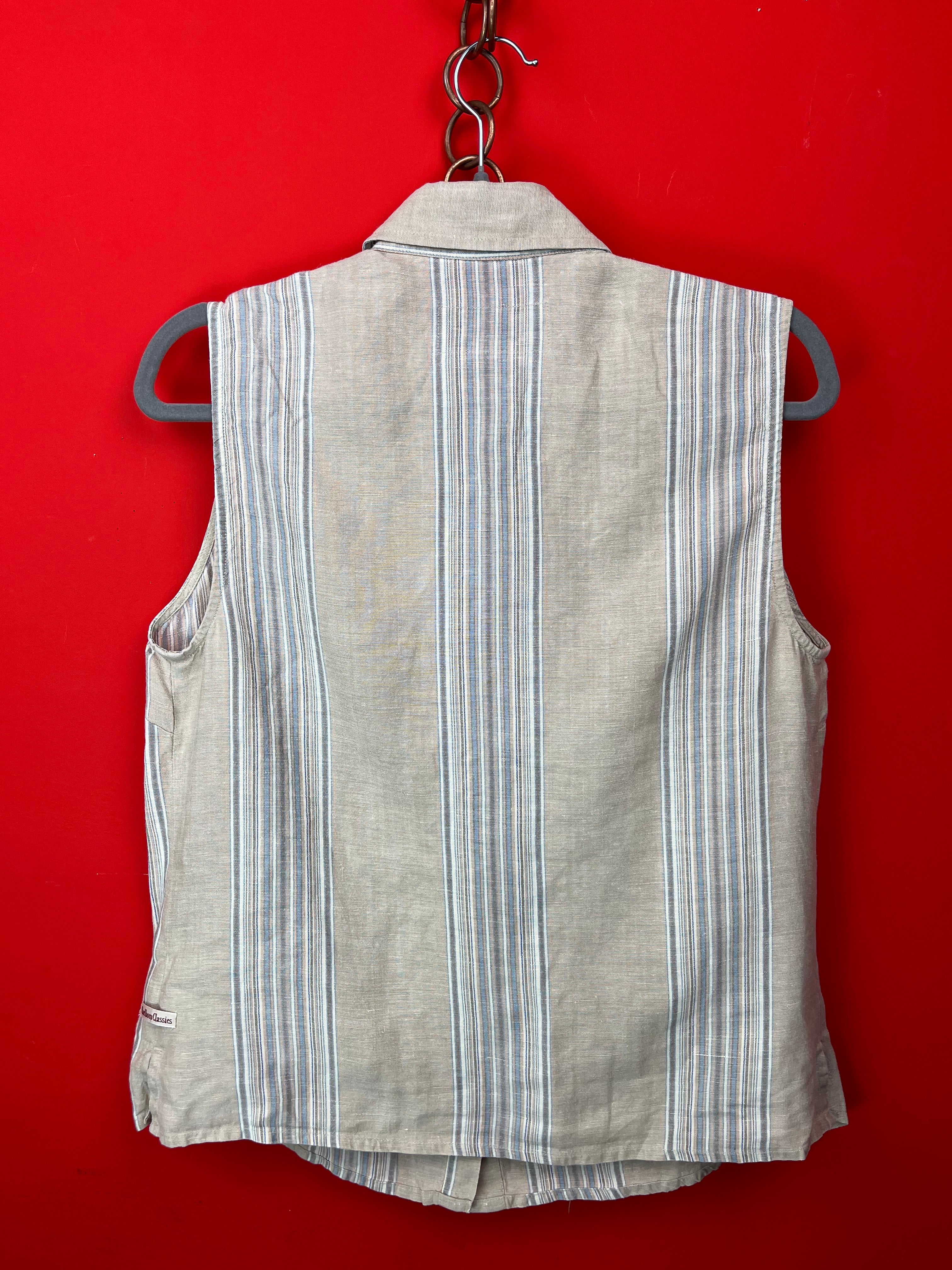 Camicia smanicata vintage Marlboro Classics misto lino rigata