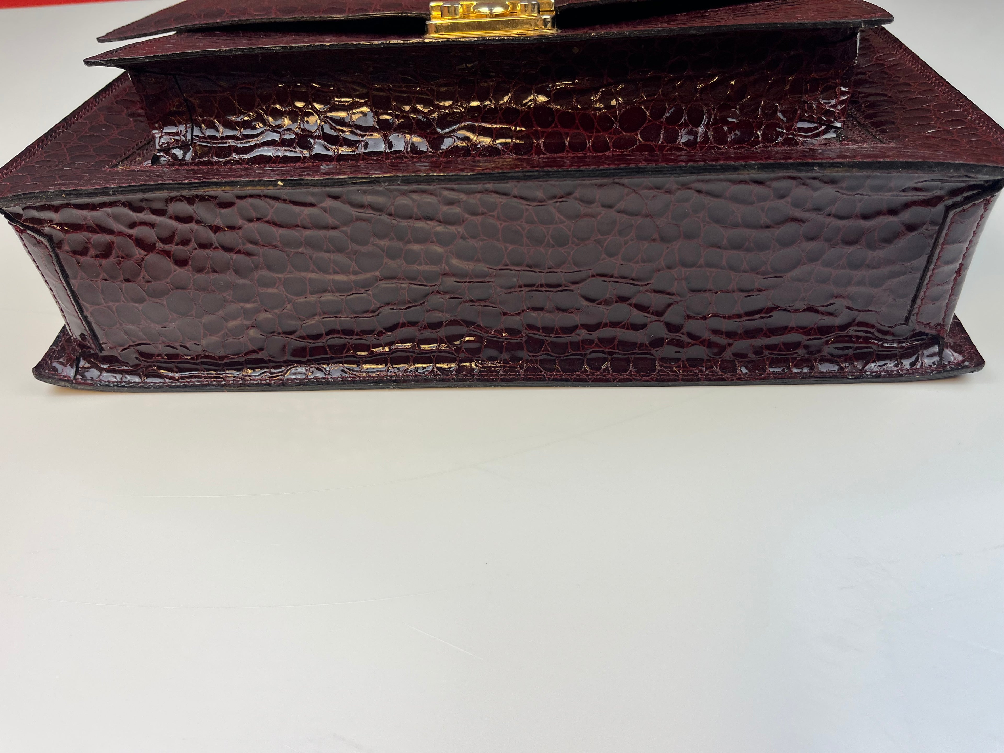 Borsa Vintage Bordeaux Effetto Coccodrillo