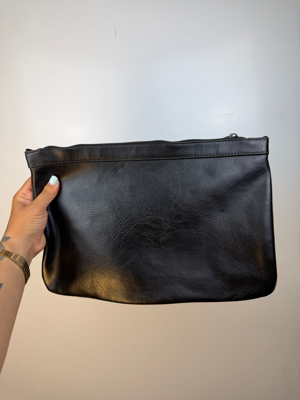 Maxi Pochette Vintage Gianfranco Ferré in Pelle Nera Made in Italy