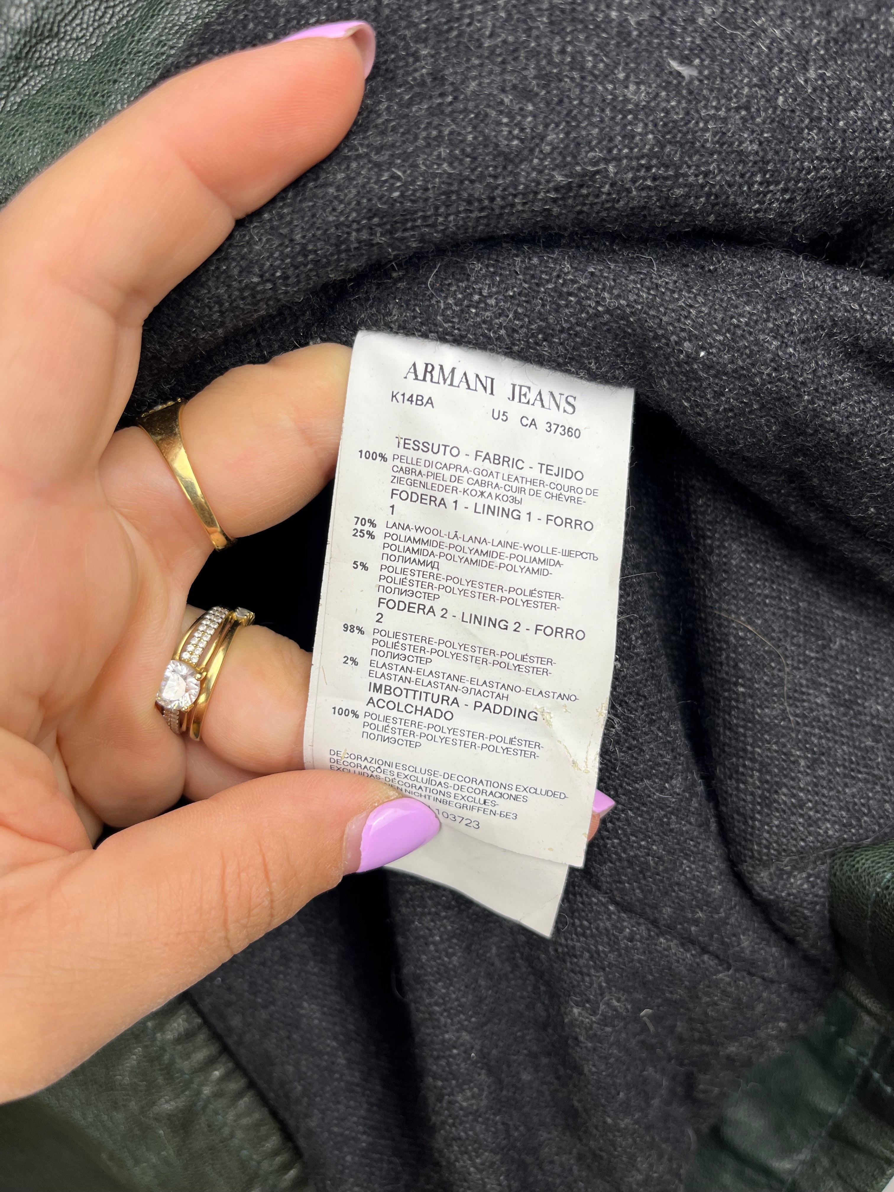 Armani Jeans Leather Jacket Green Y2K