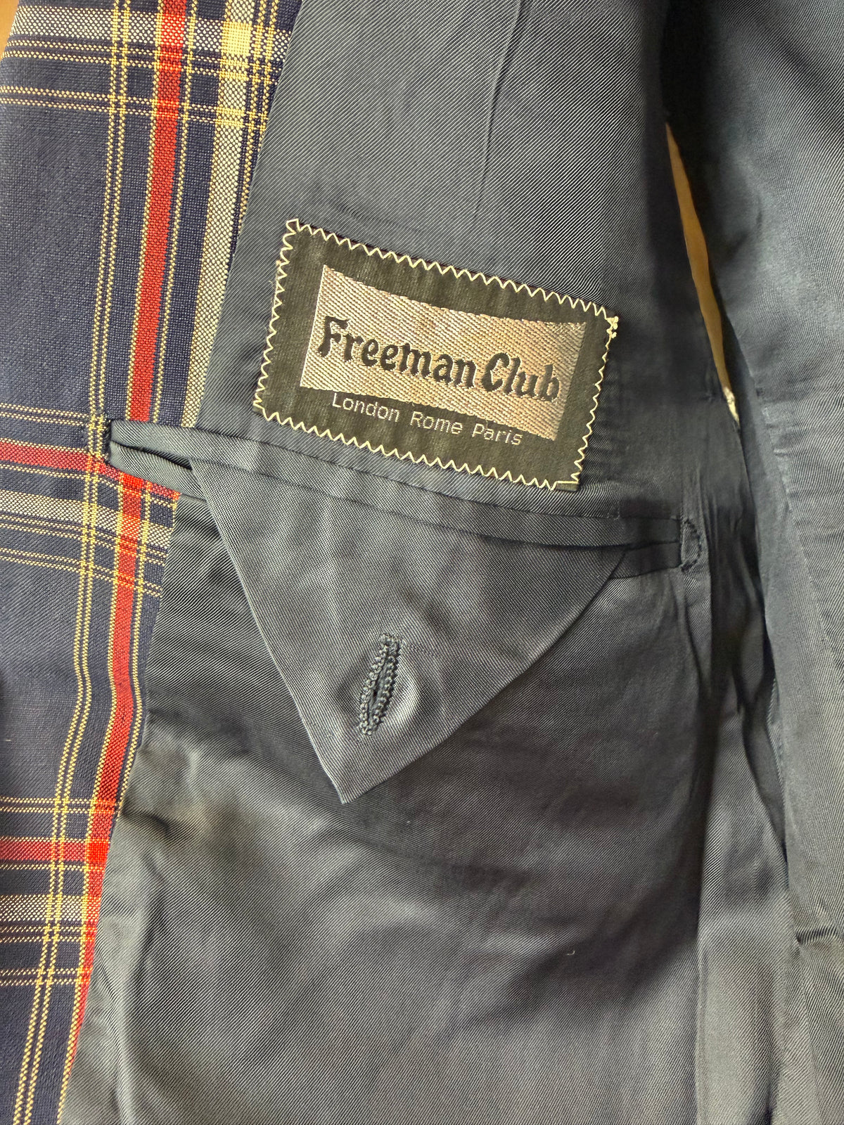 Blazer uomo vintage in lana tartan Freeman Club