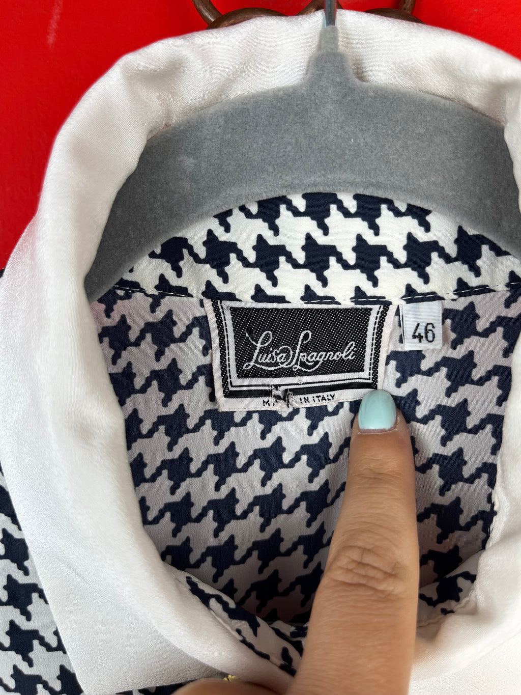 Luisa Spagnoli Vintage – Abito Midi Pied-de-Poule Made in Italy con Bottoni Gioiello