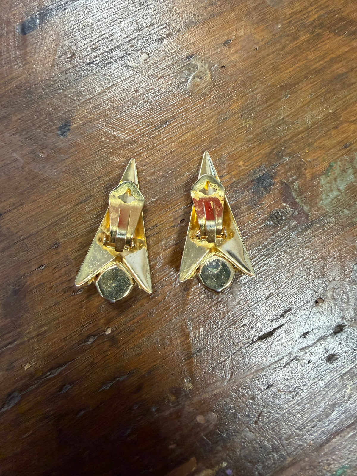 Orecchini vintage a clip dorati con strass