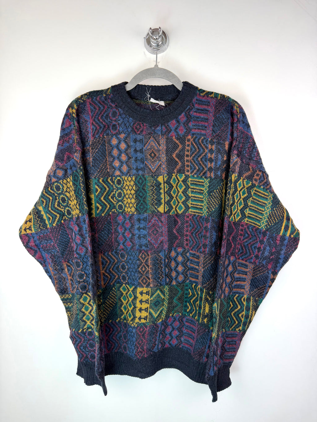 Vintage 90s Abstract Jacquard Knit Sweater
